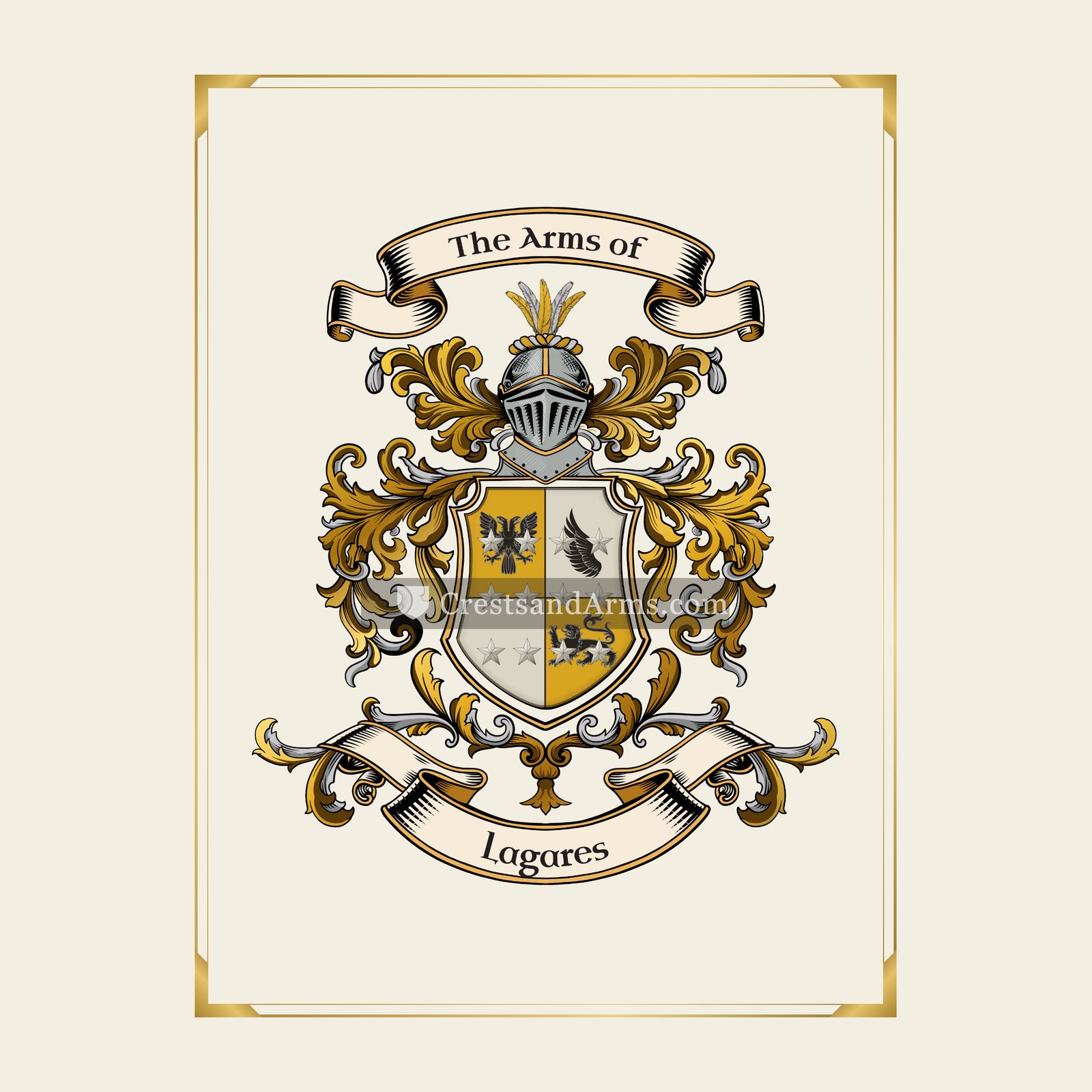 With gold border