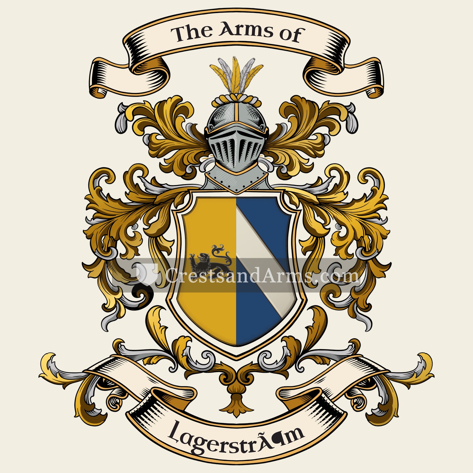 The Lagerström coat of arms, drawn from the recorded blazon