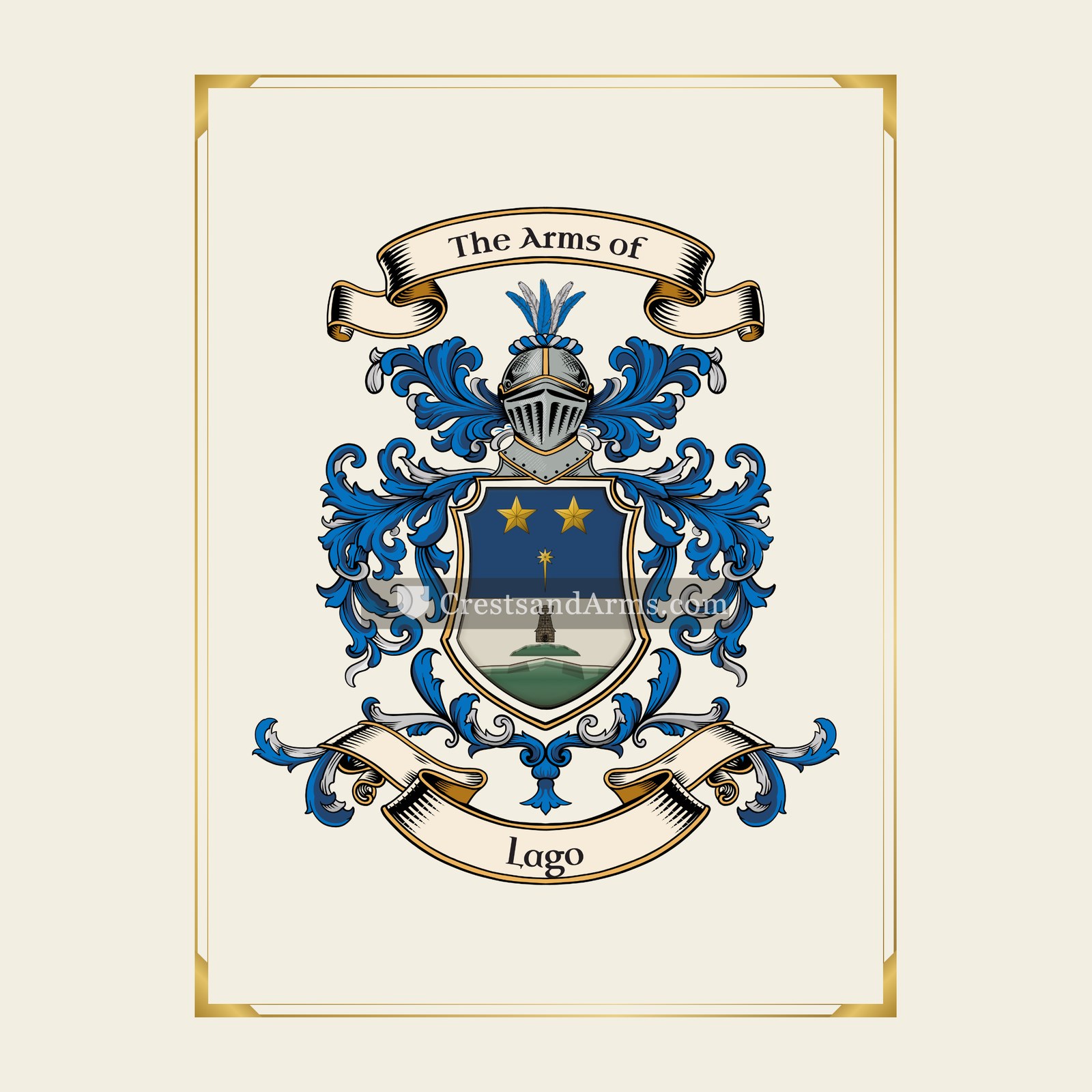 With gold border