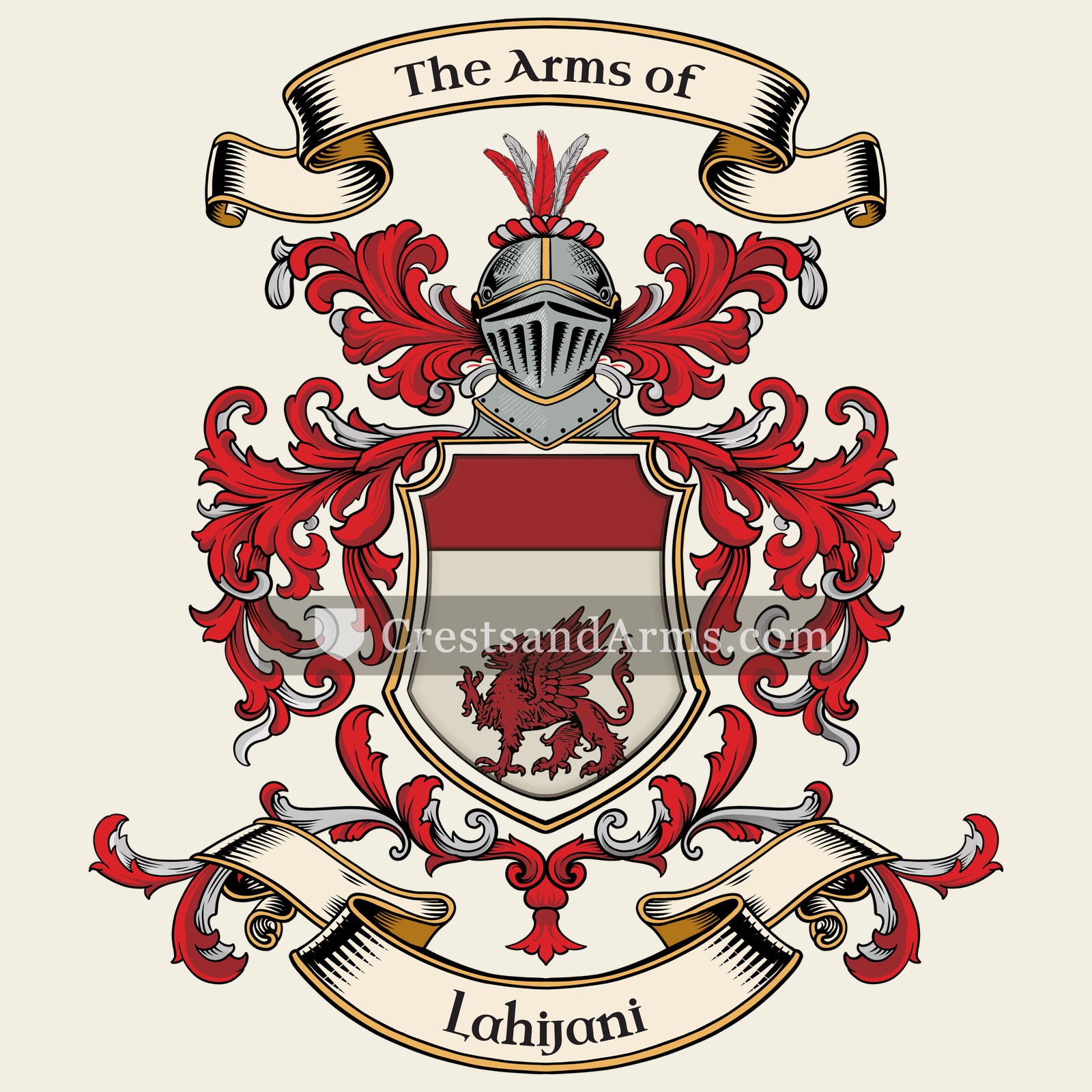 The Lahijani coat of arms, drawn from the recorded blazon