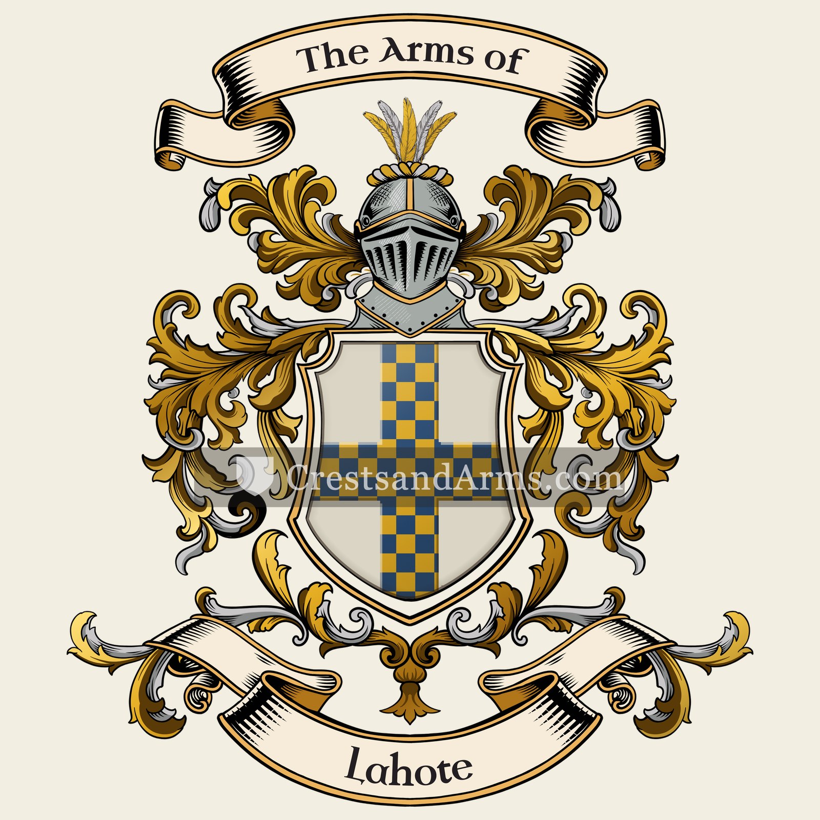 The Lahote coat of arms, drawn from the recorded blazon