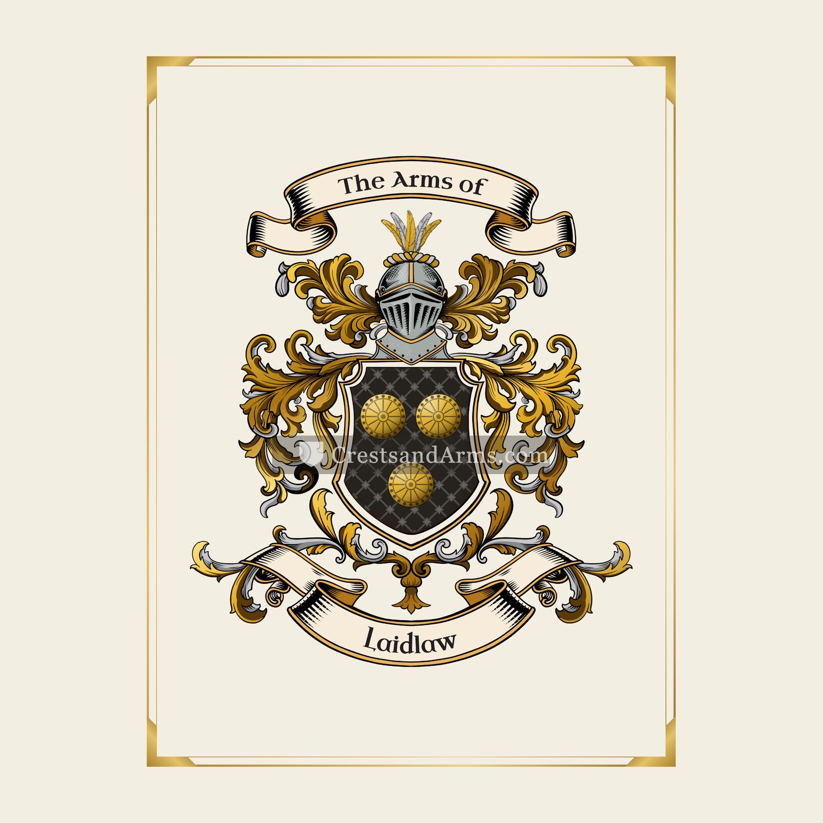 With gold border