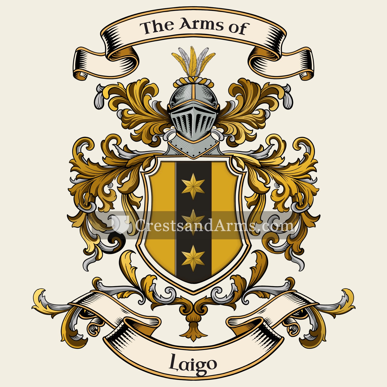 The Laigo coat of arms, drawn from the recorded blazon