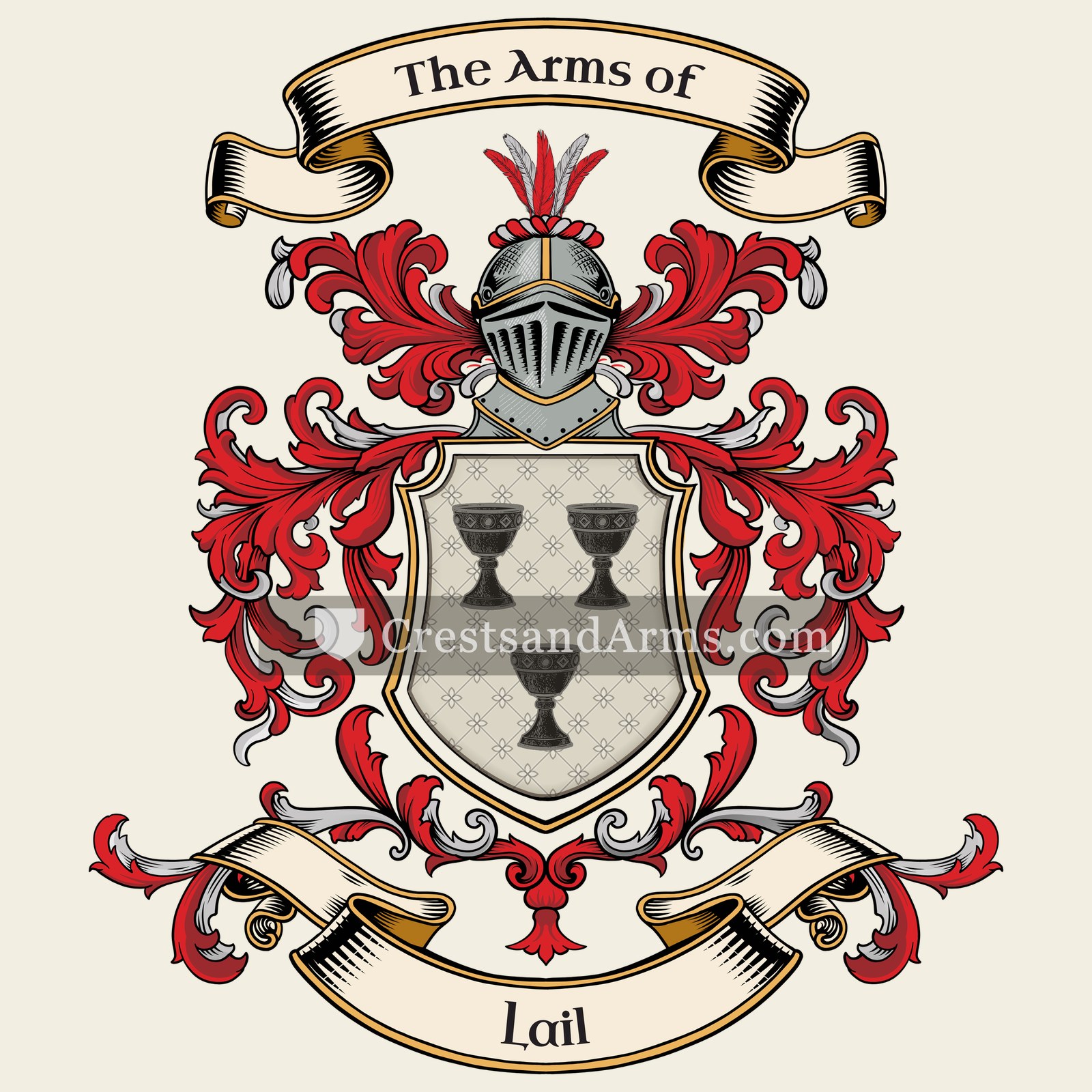 The Lail coat of arms, drawn from the recorded blazon