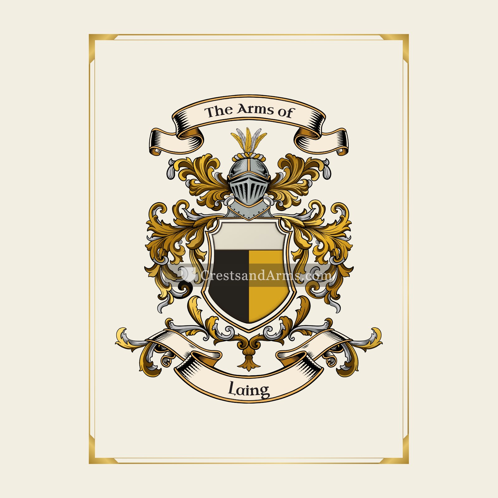With gold border
