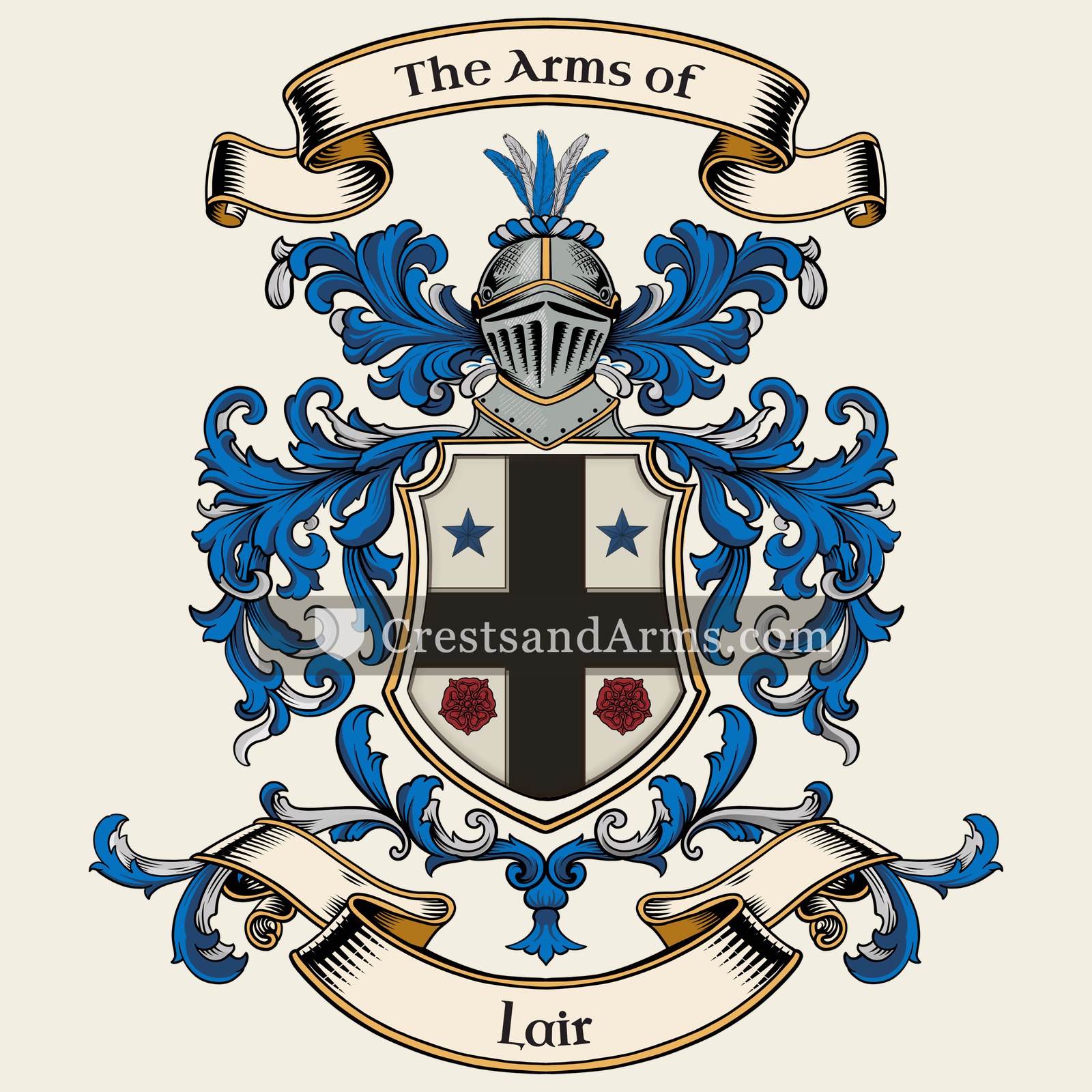 The Lair coat of arms, drawn from the recorded blazon