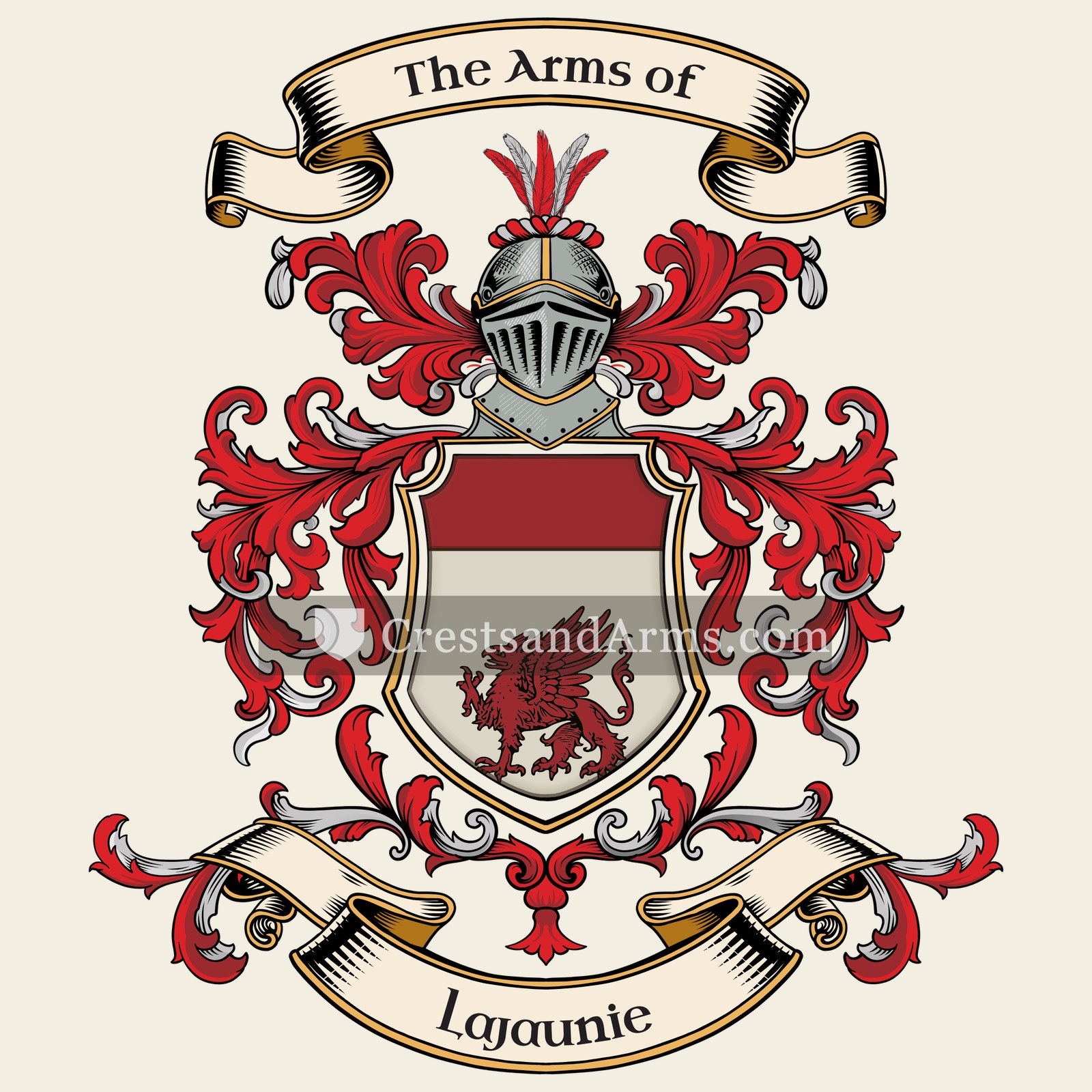 The Lajaunie coat of arms, drawn from the recorded blazon