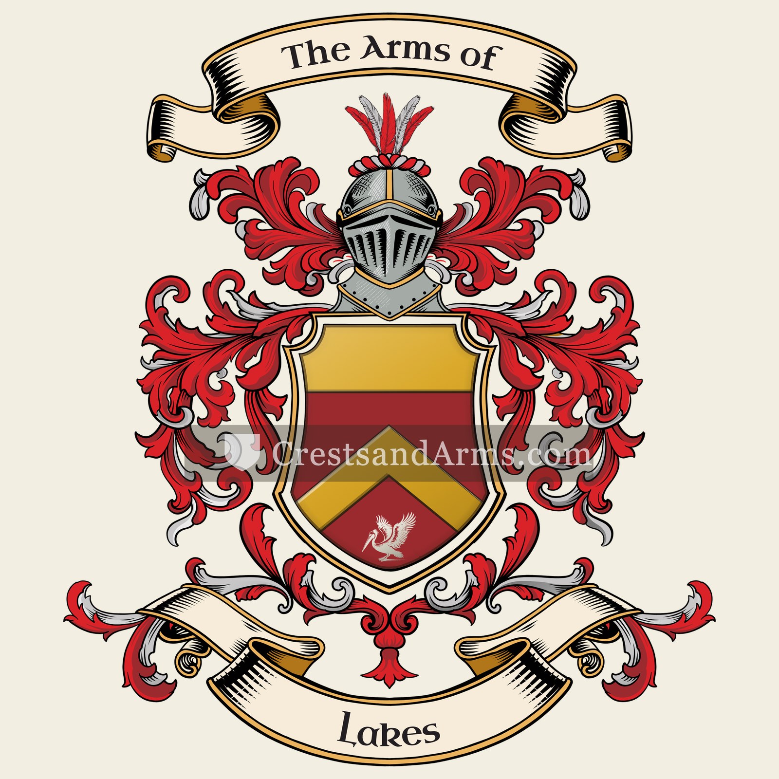 The Lakes coat of arms, drawn from the recorded blazon