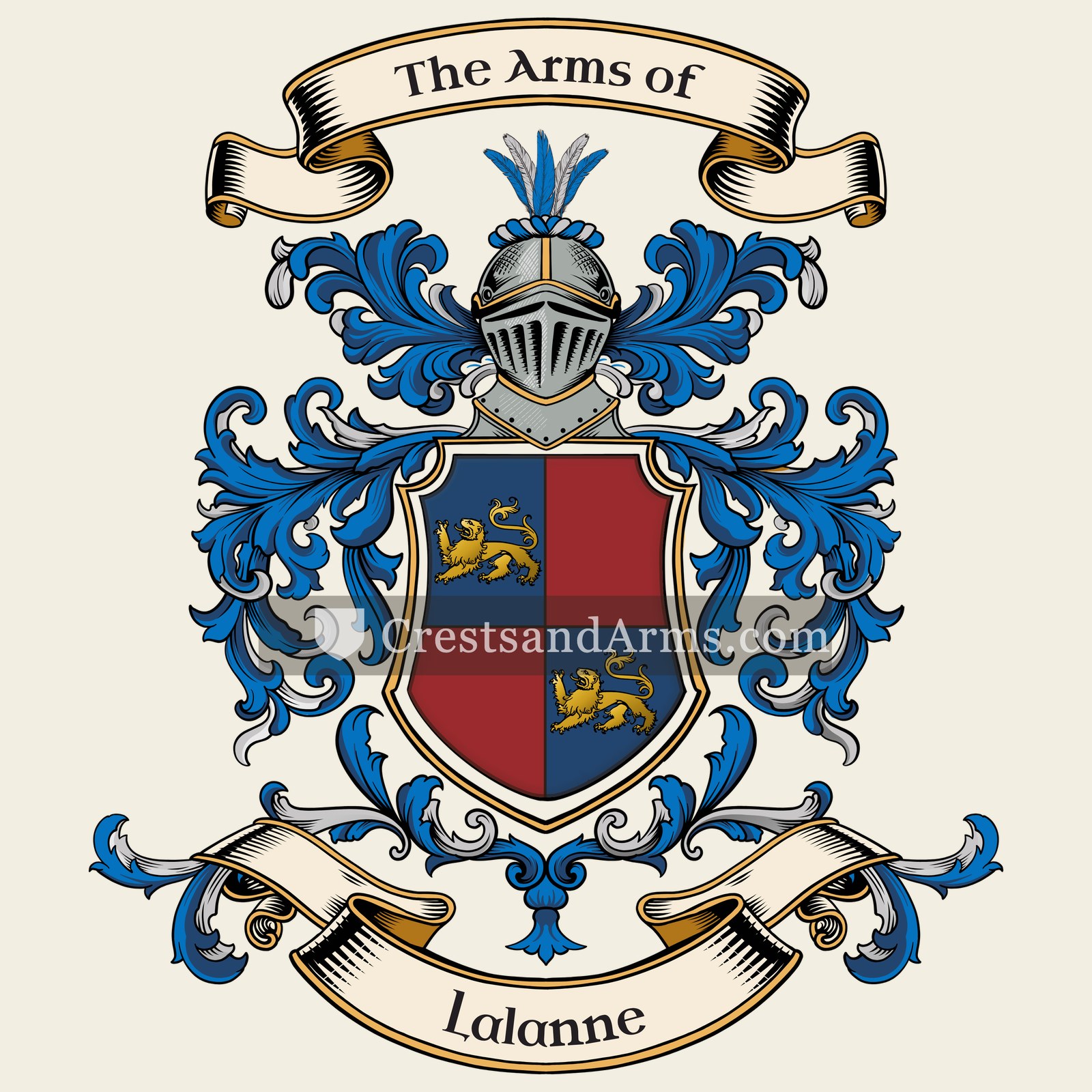 The Lalanne coat of arms, drawn from the recorded blazon