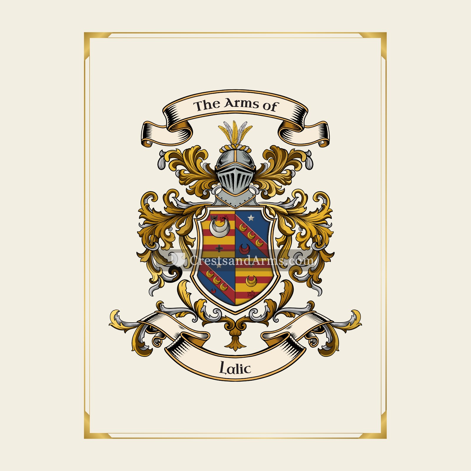 With gold border