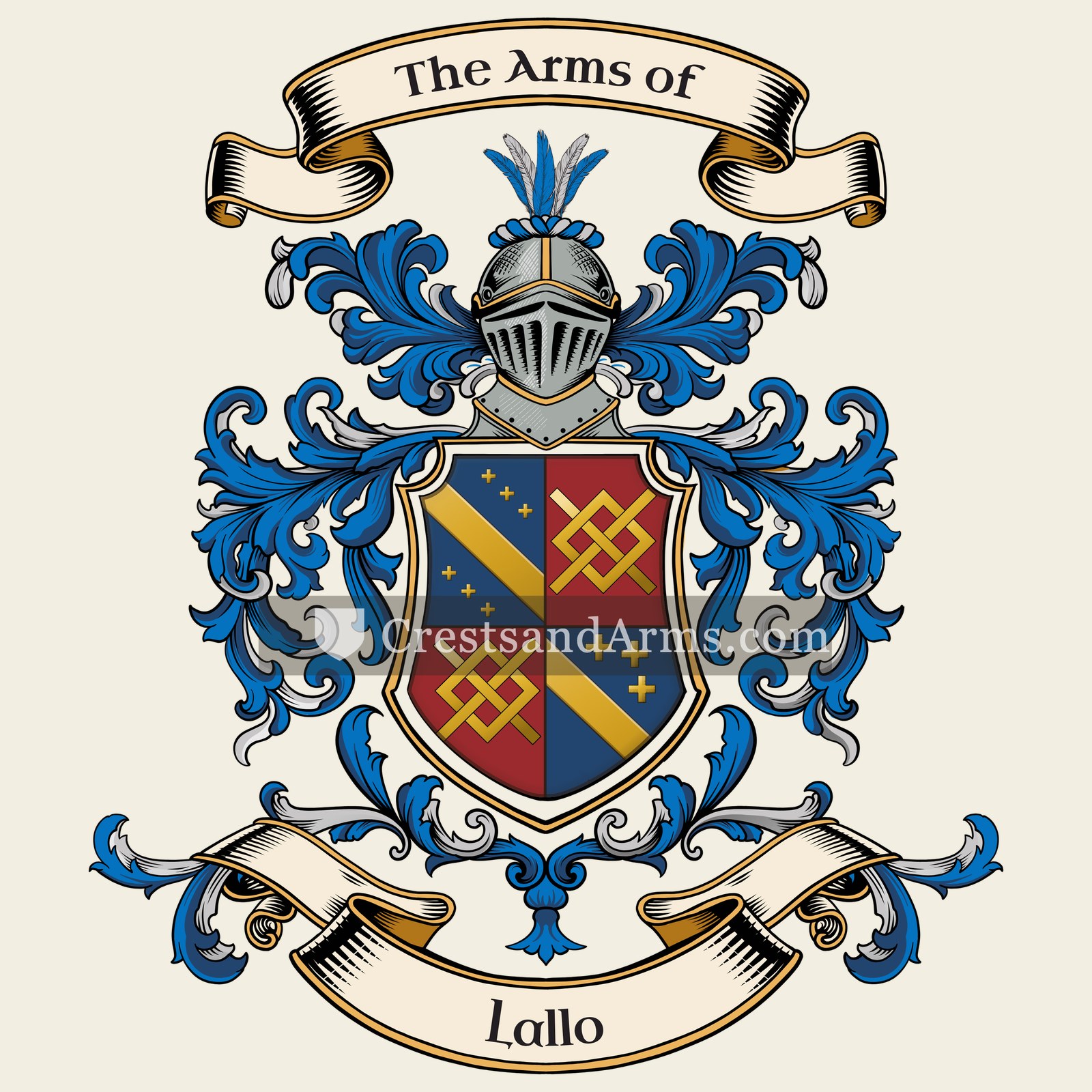 The Lallo coat of arms, drawn from the recorded blazon