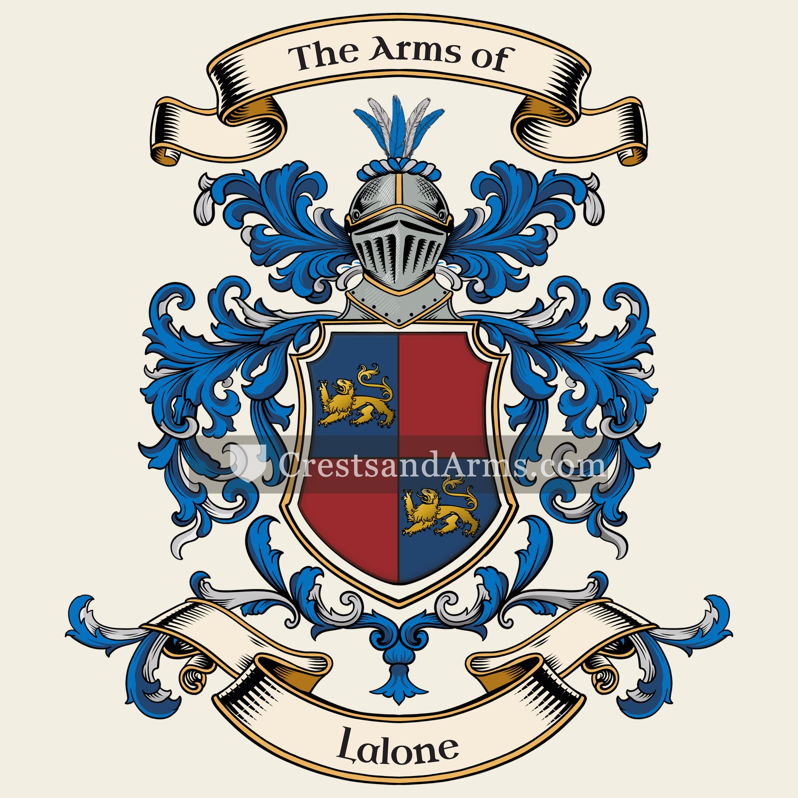 The Lalone coat of arms, drawn from the recorded blazon