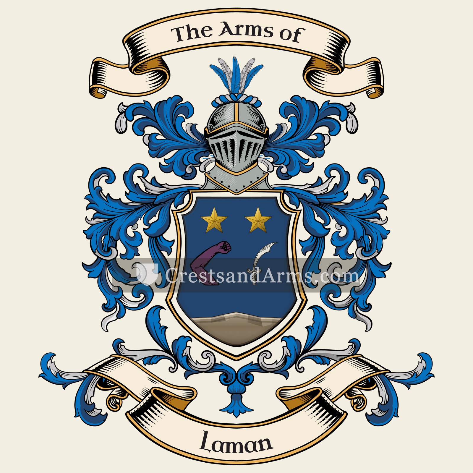 The Laman coat of arms, drawn from the recorded blazon