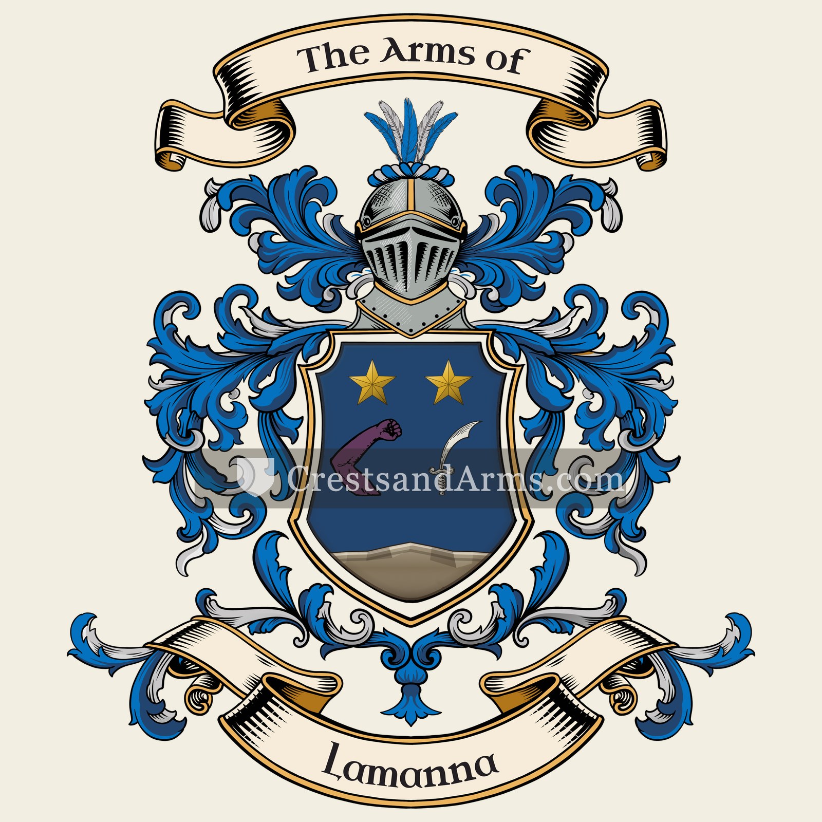 The Lamanna coat of arms, drawn from the recorded blazon