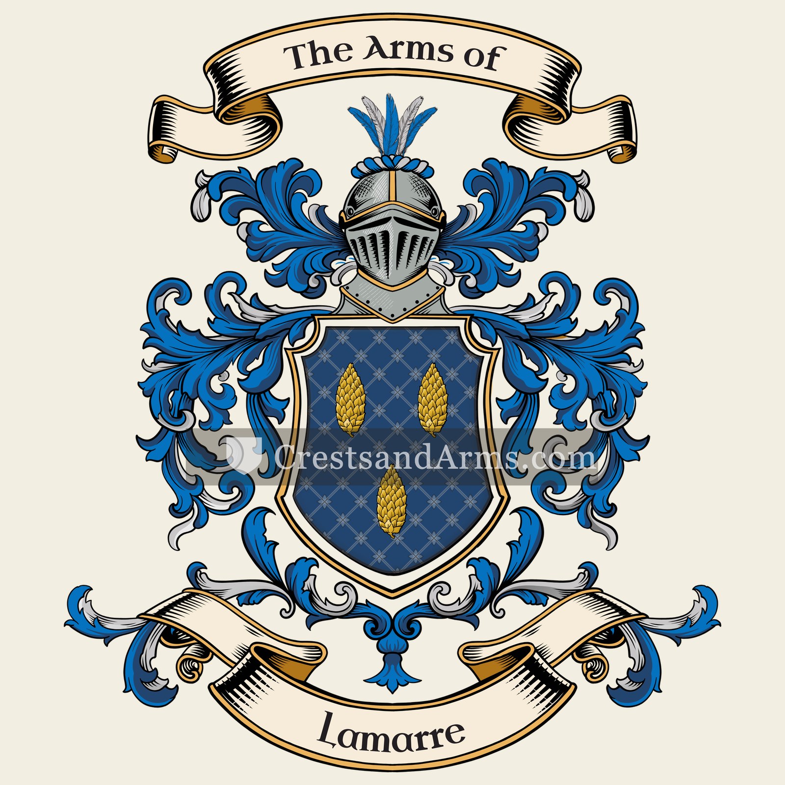 The Lamarre coat of arms, drawn from the recorded blazon