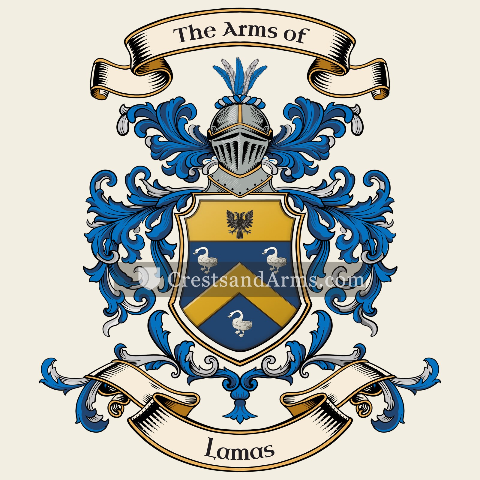 The Lamas coat of arms, drawn from the recorded blazon