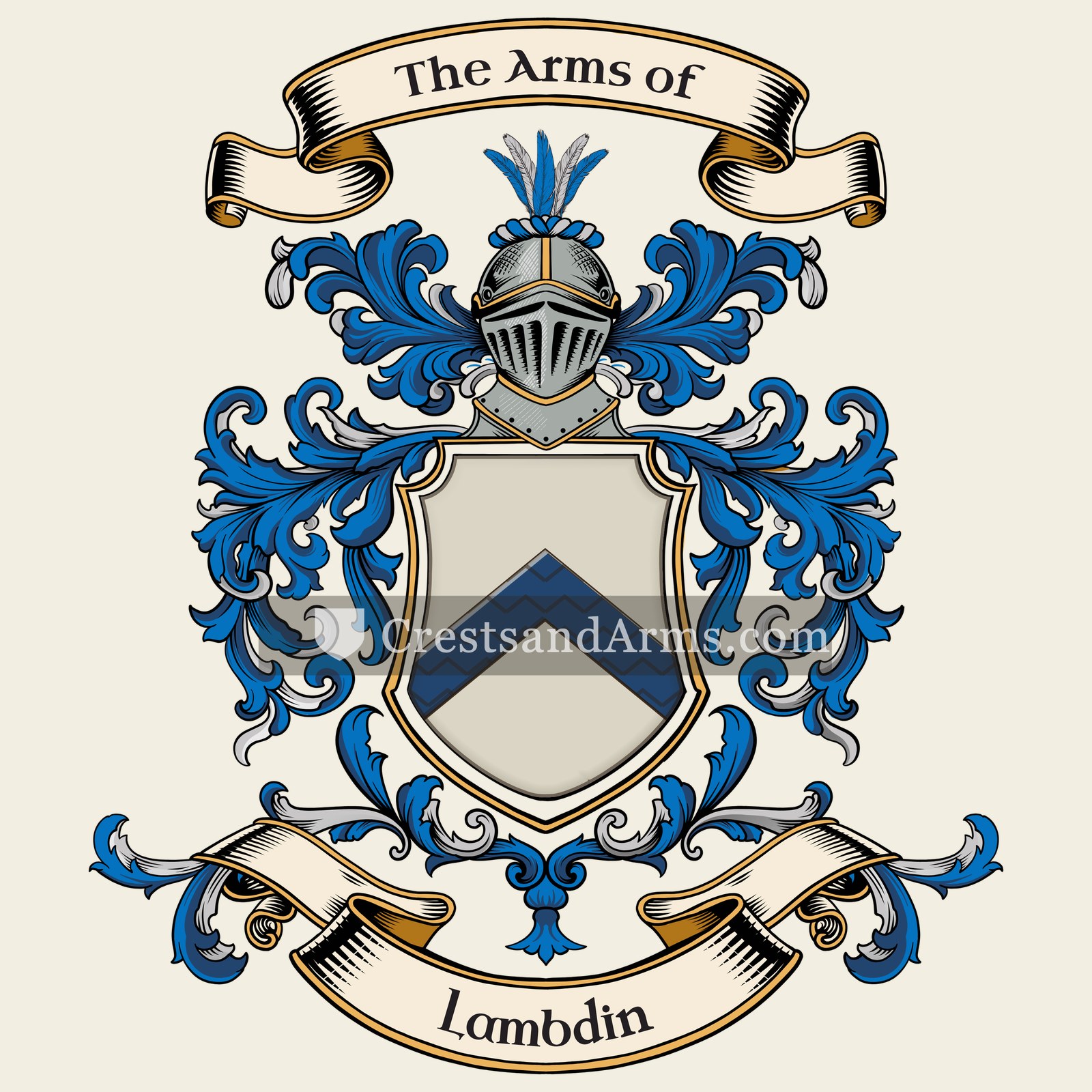 The Lambdin coat of arms, drawn from the recorded blazon