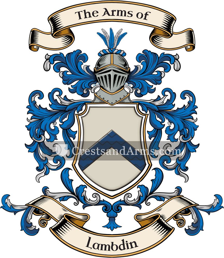 The Lambdin coat of arms, drawn from the recorded blazon