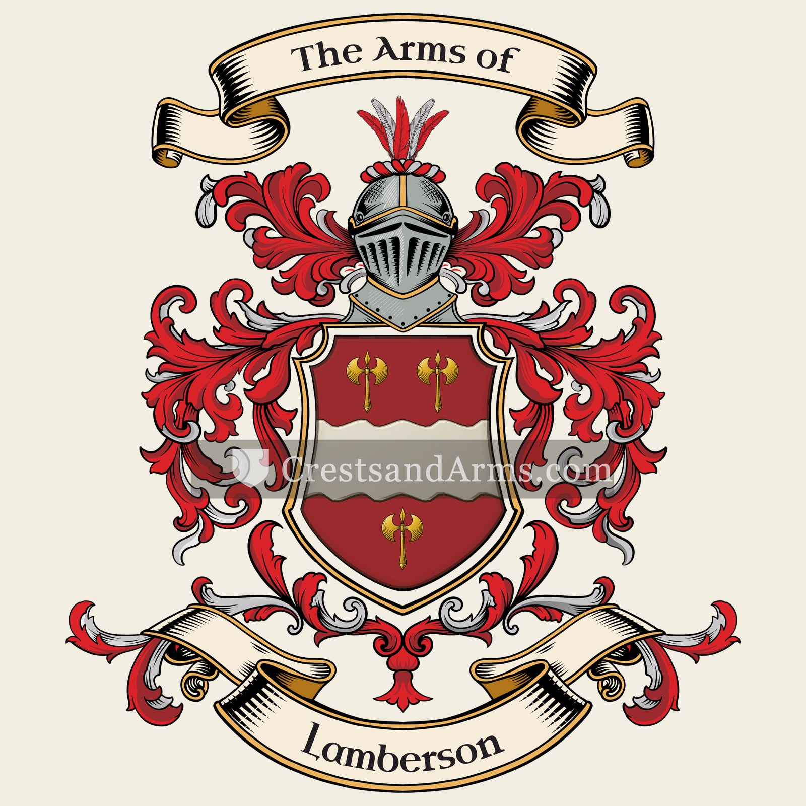 The Lamberson coat of arms, drawn from the recorded blazon