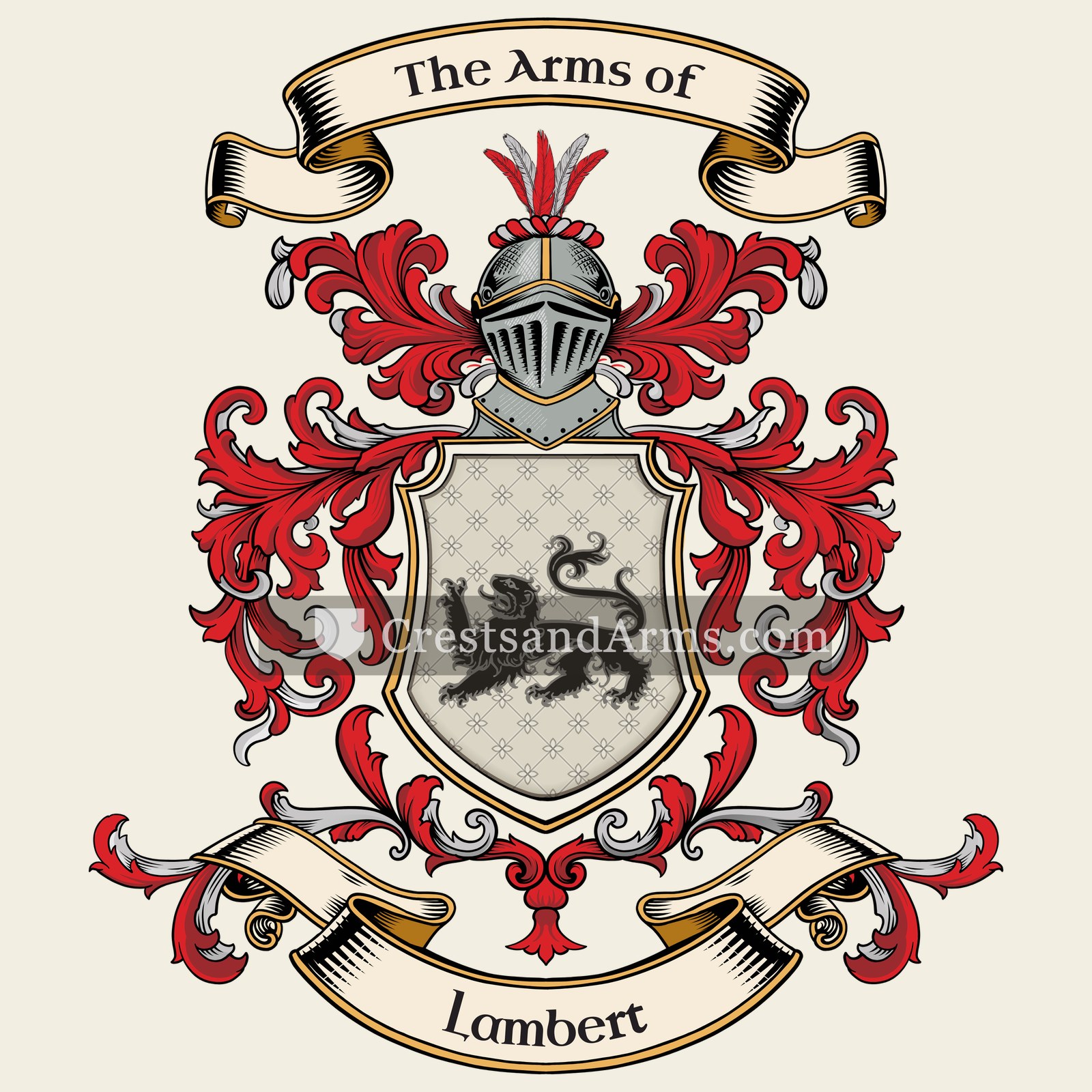 The Lambert coat of arms, drawn from the recorded blazon