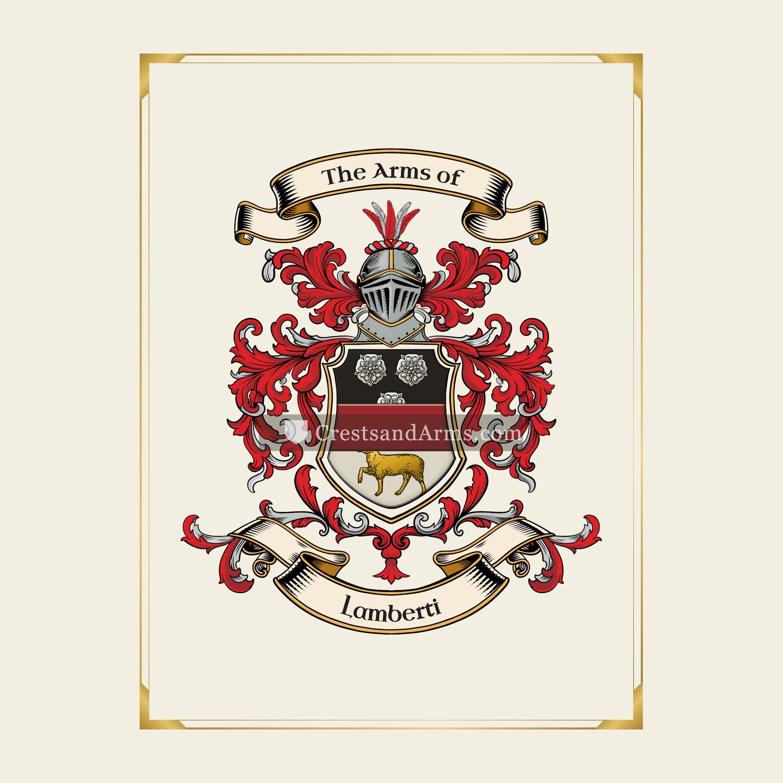 With gold border