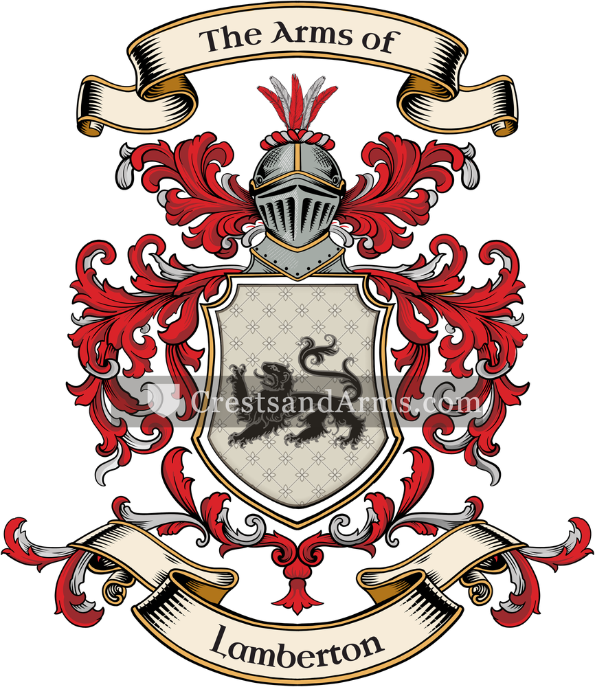 The Lamberton coat of arms, drawn from the recorded blazon
