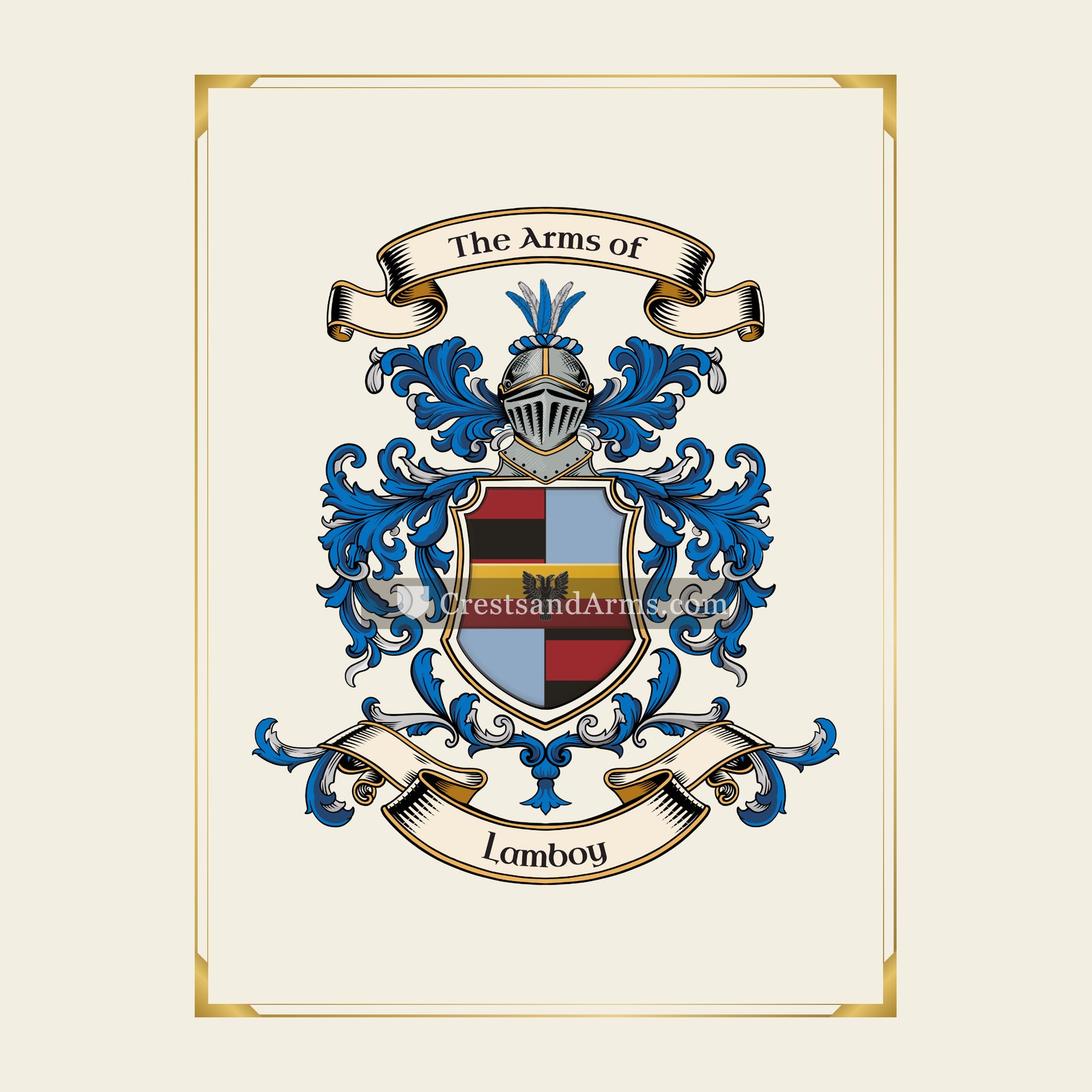 With gold border
