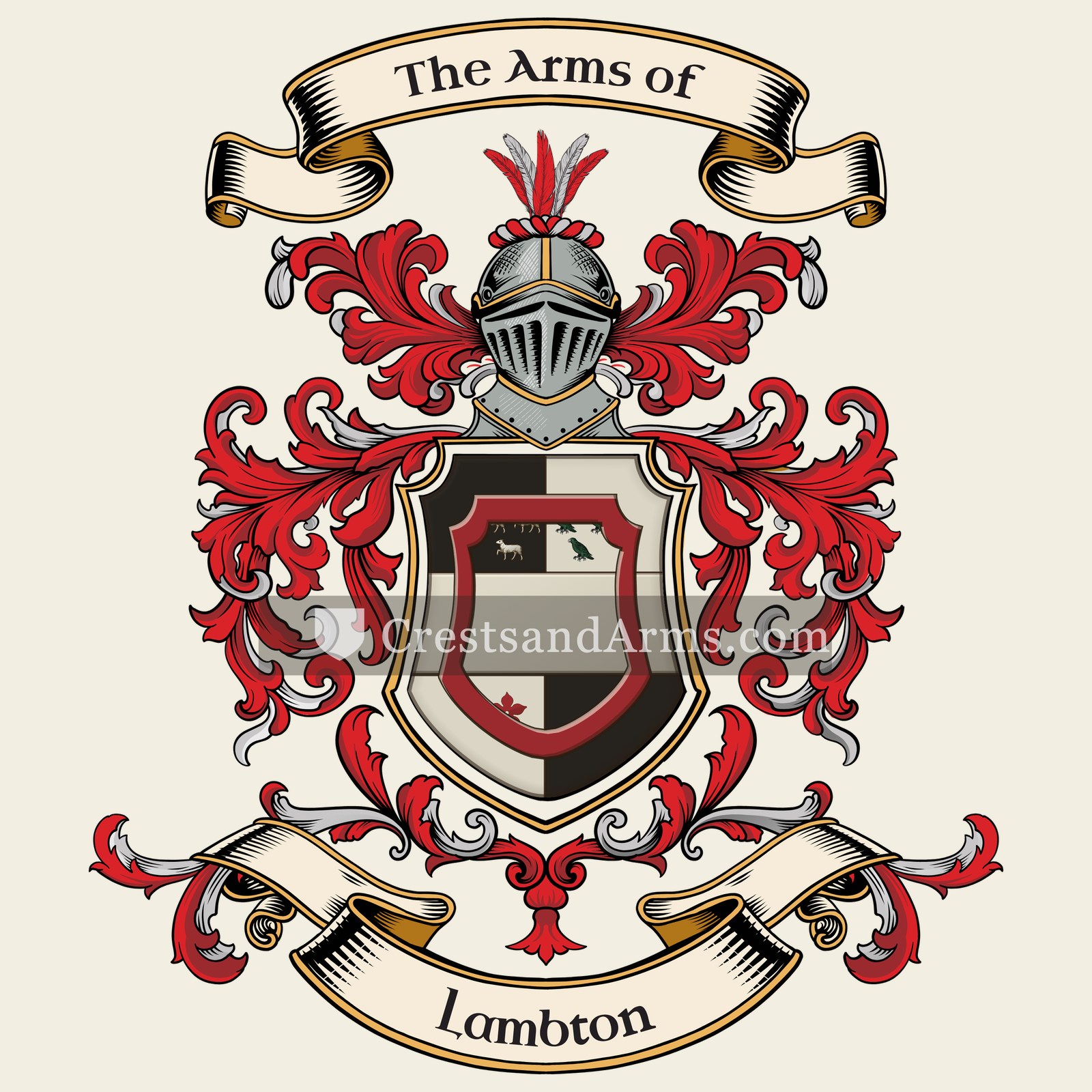 The Lambton coat of arms, drawn from the recorded blazon