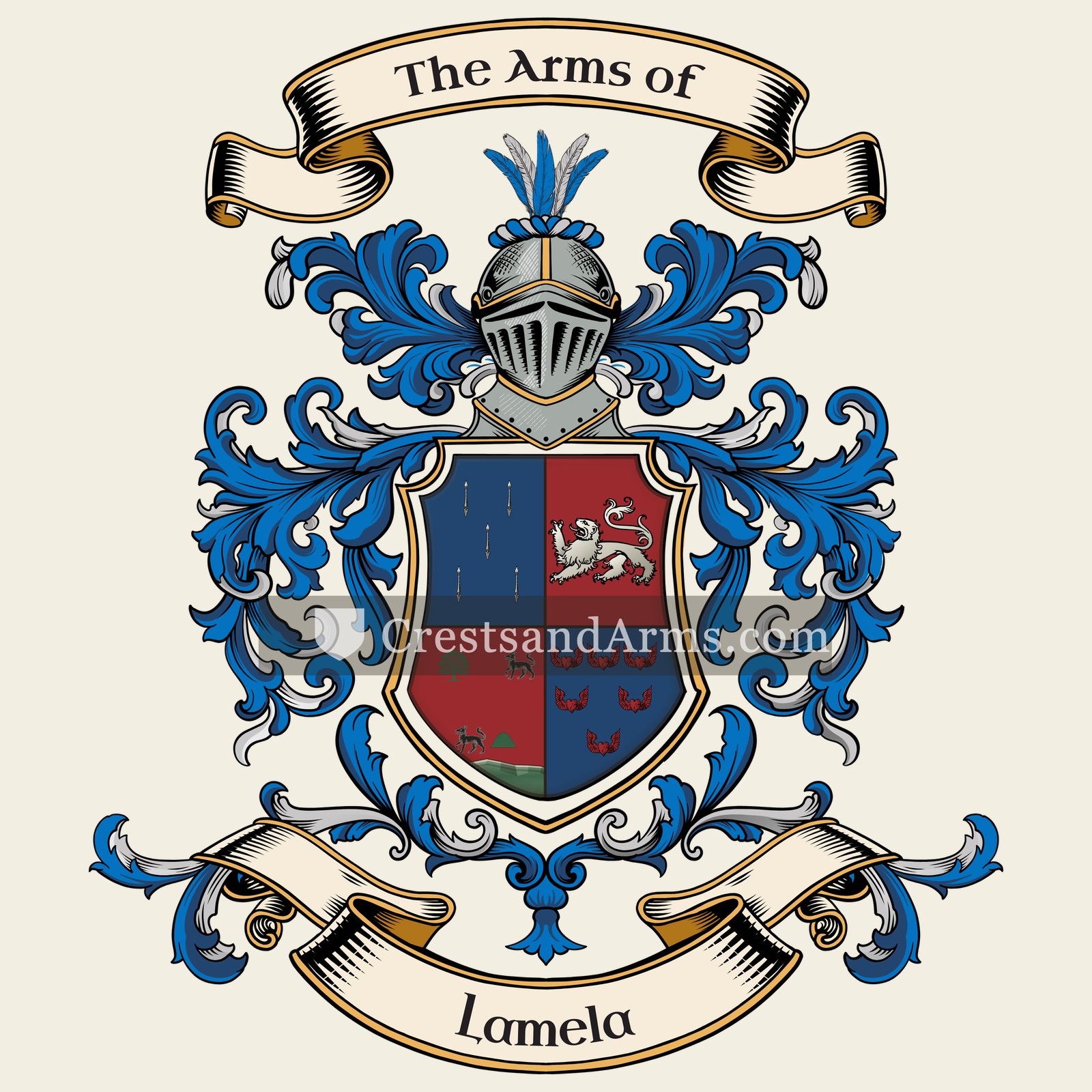 The Lamela coat of arms, drawn from the recorded blazon