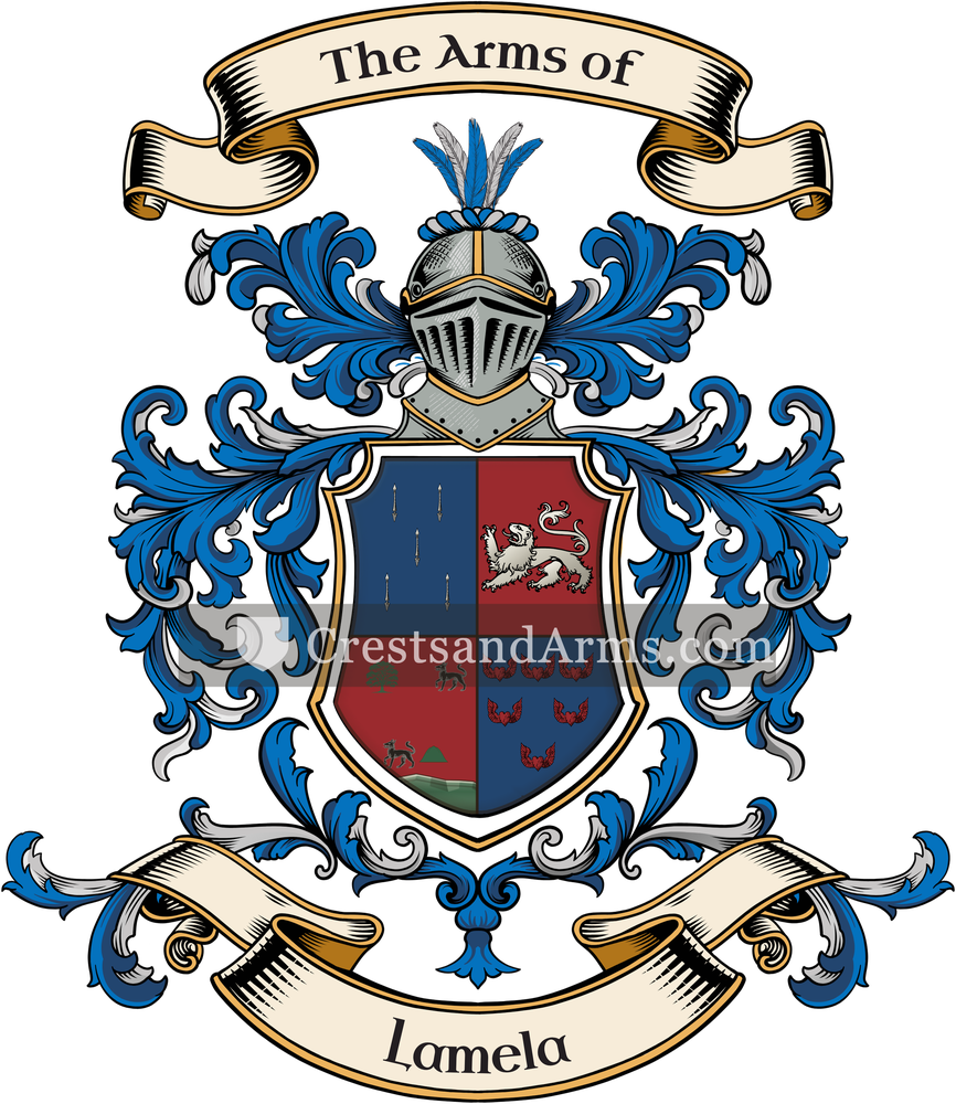 The Lamela coat of arms, drawn from the recorded blazon