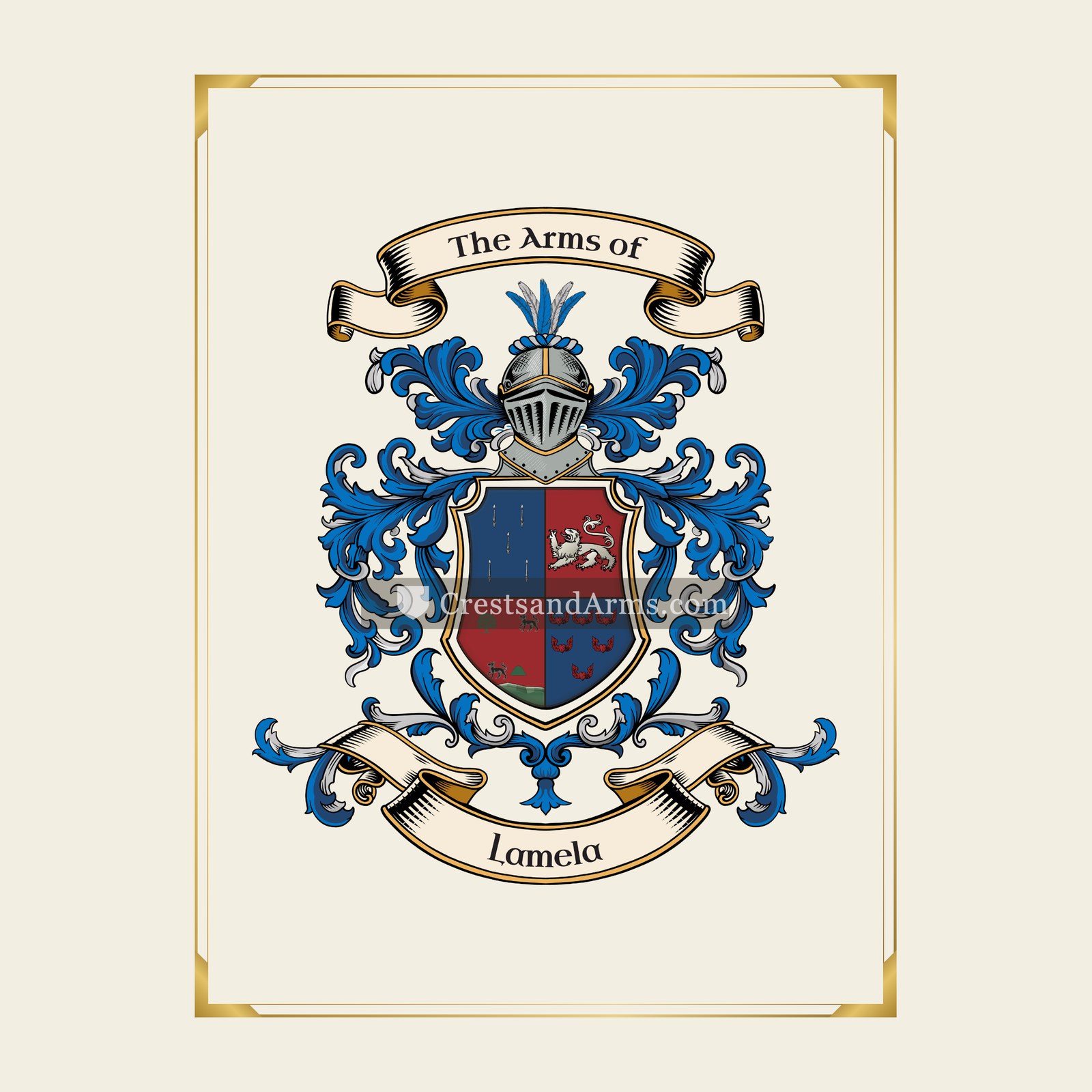 With gold border