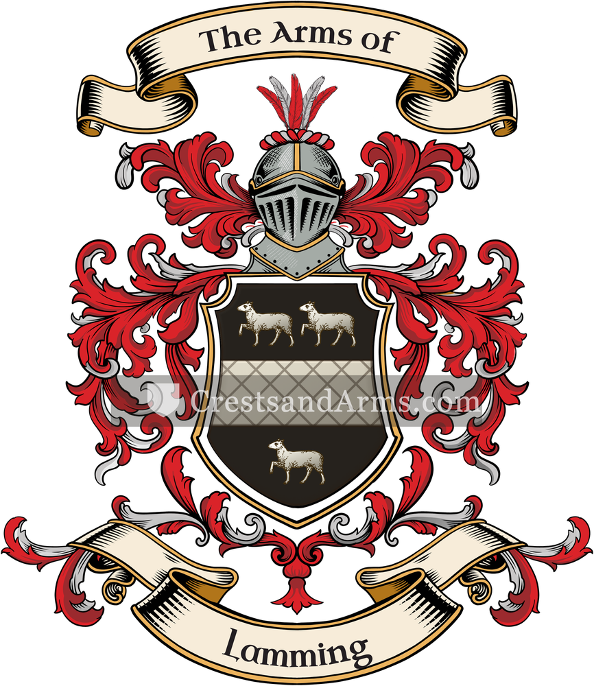 The Lamming coat of arms, drawn from the recorded blazon