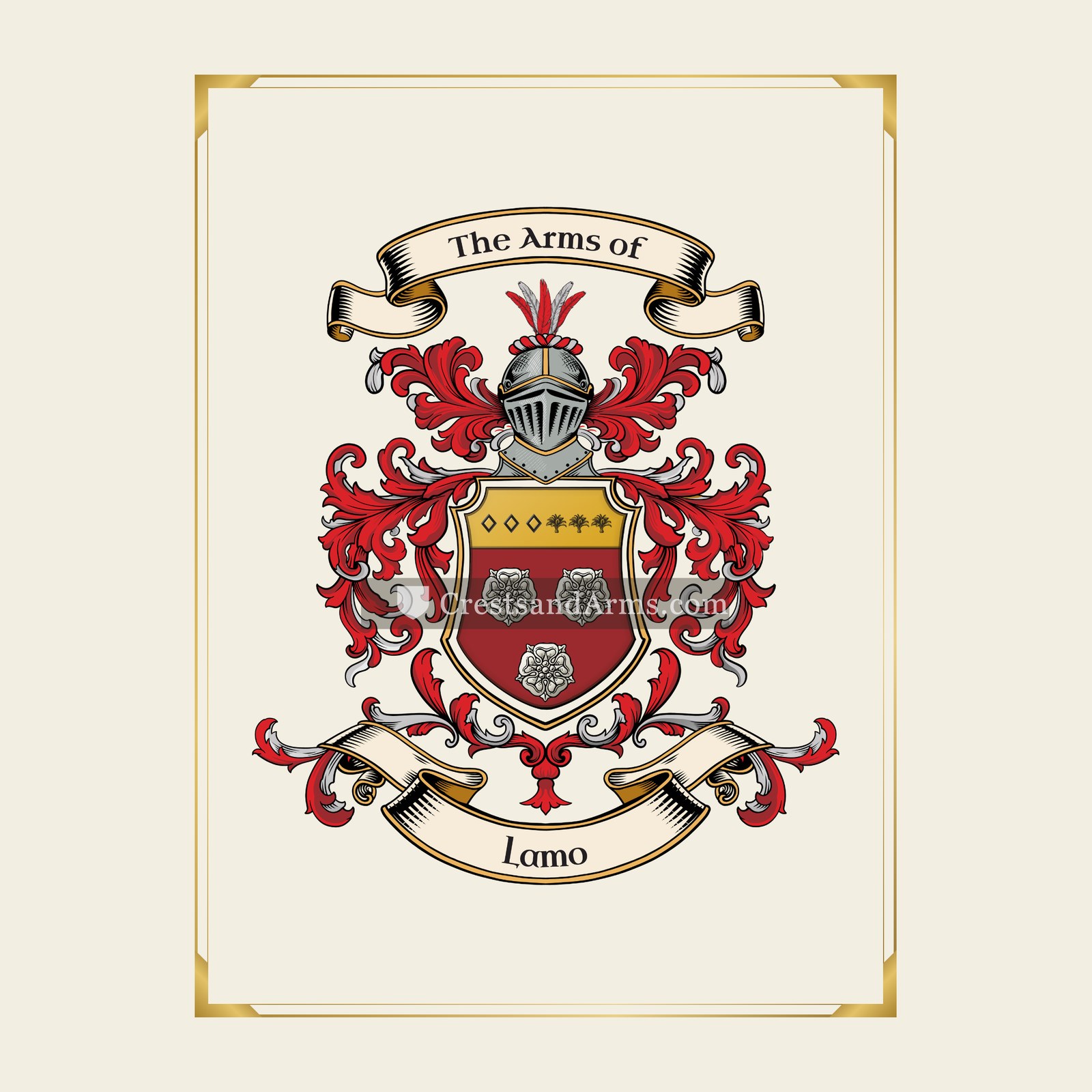 With gold border