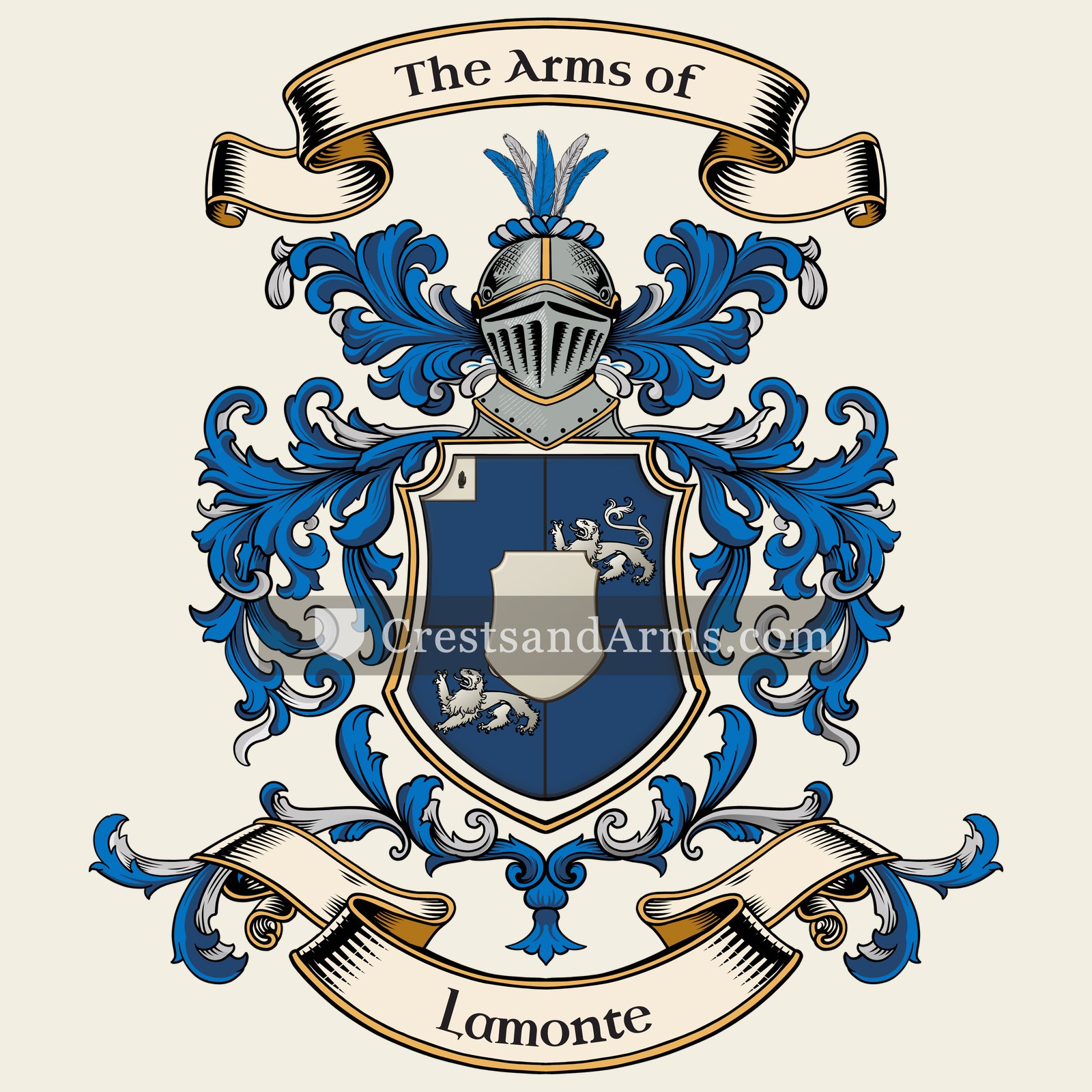 The Lamonte coat of arms, drawn from the recorded blazon