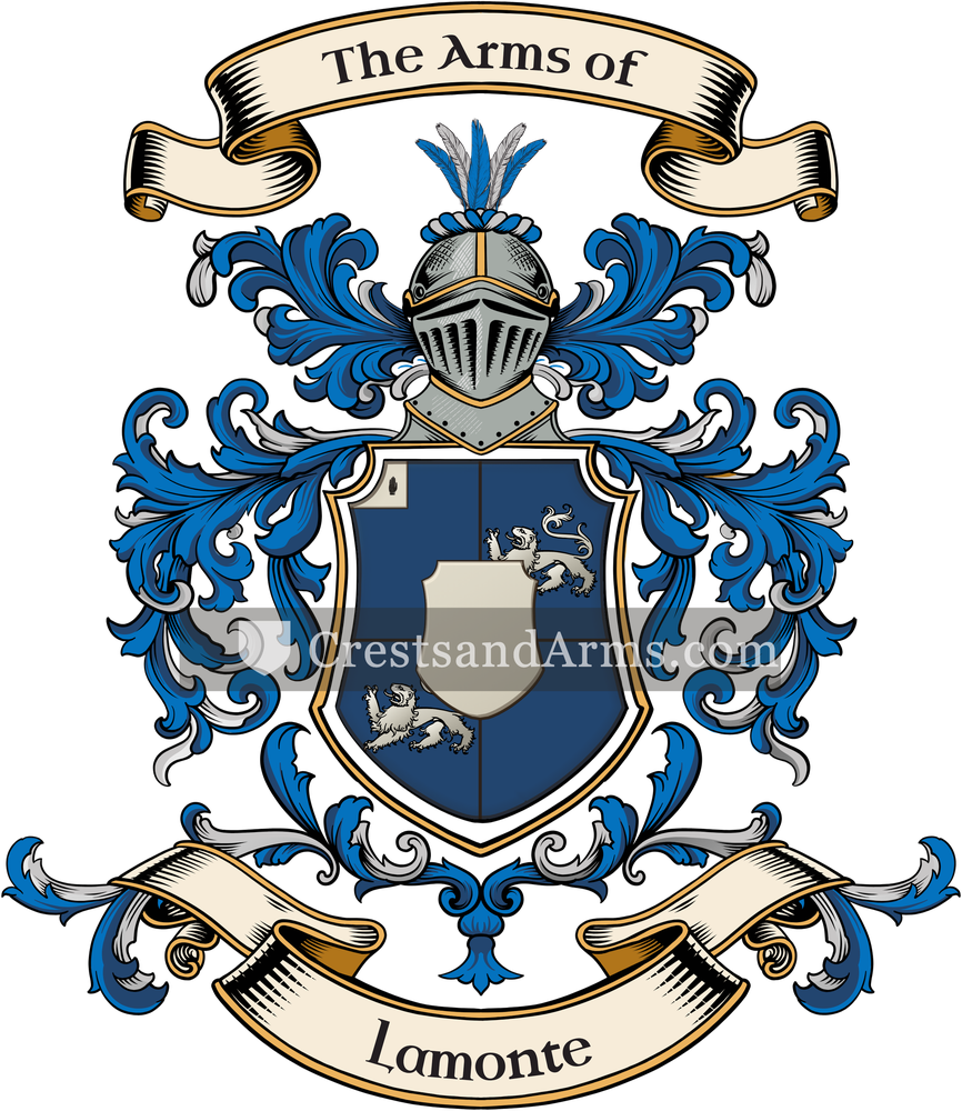 The Lamonte coat of arms, drawn from the recorded blazon