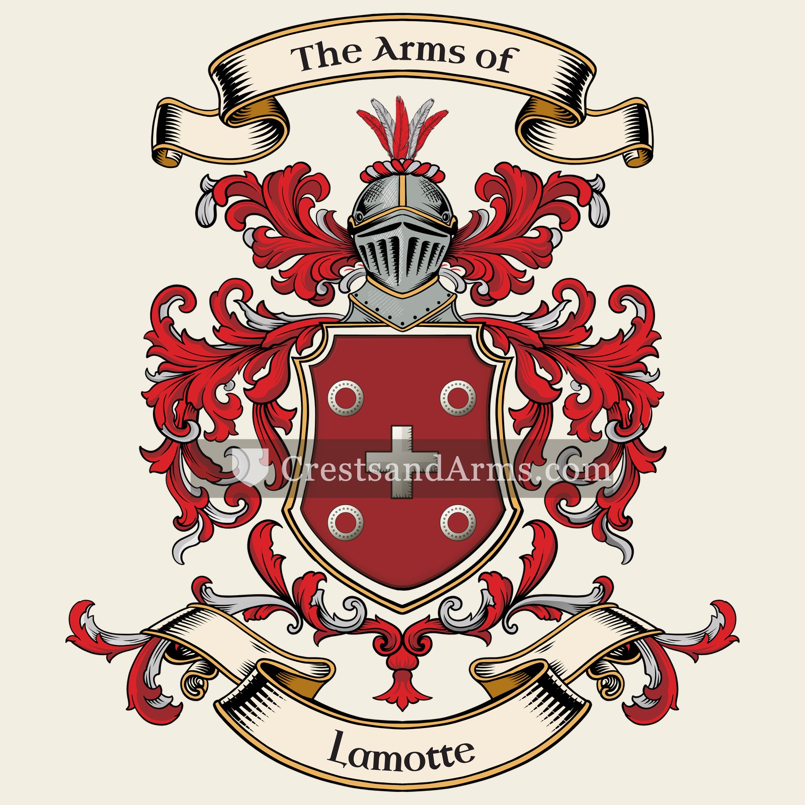 The Lamotte coat of arms, drawn from the recorded blazon