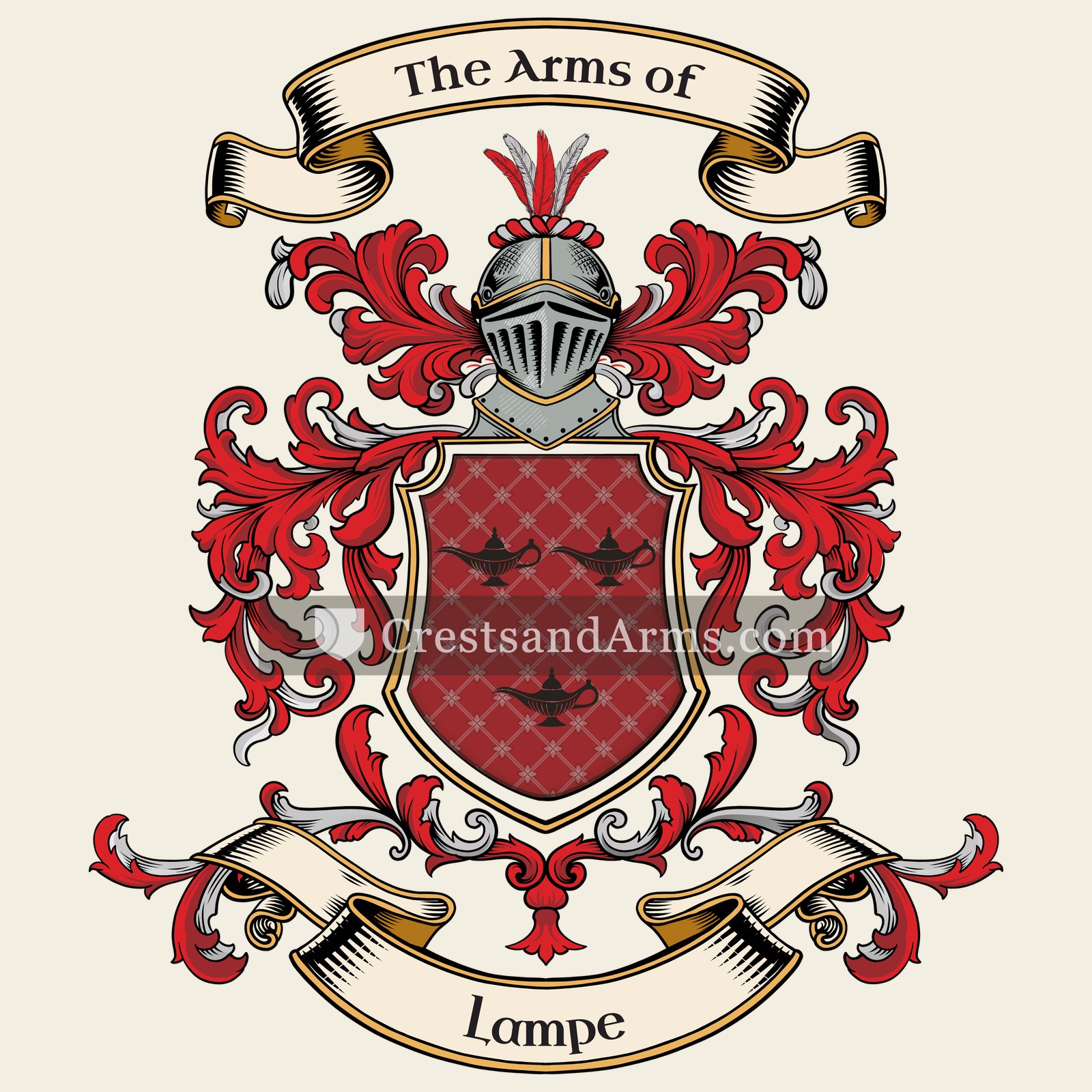 The Lampe coat of arms, drawn from the recorded blazon