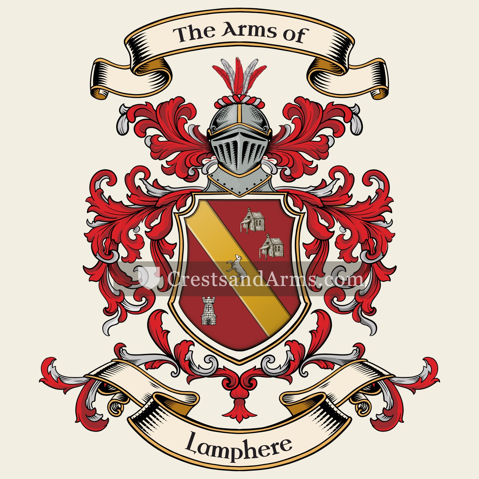 The Lamphere coat of arms, drawn from the recorded blazon