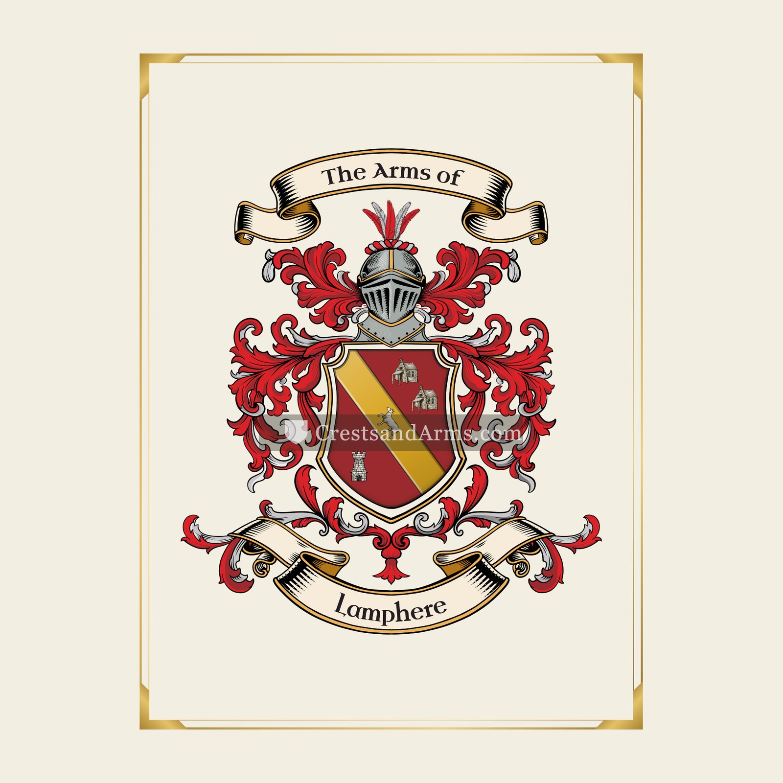 With gold border