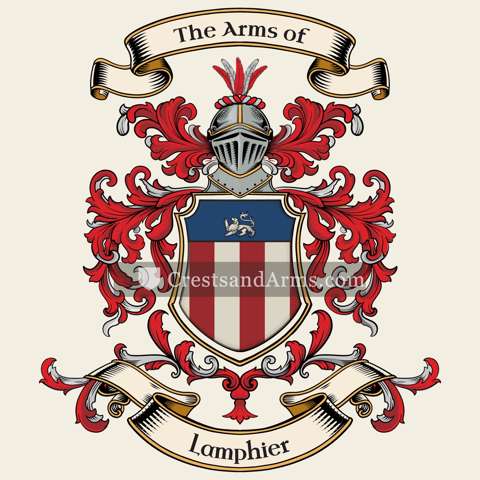 The Lamphier coat of arms, drawn from the recorded blazon