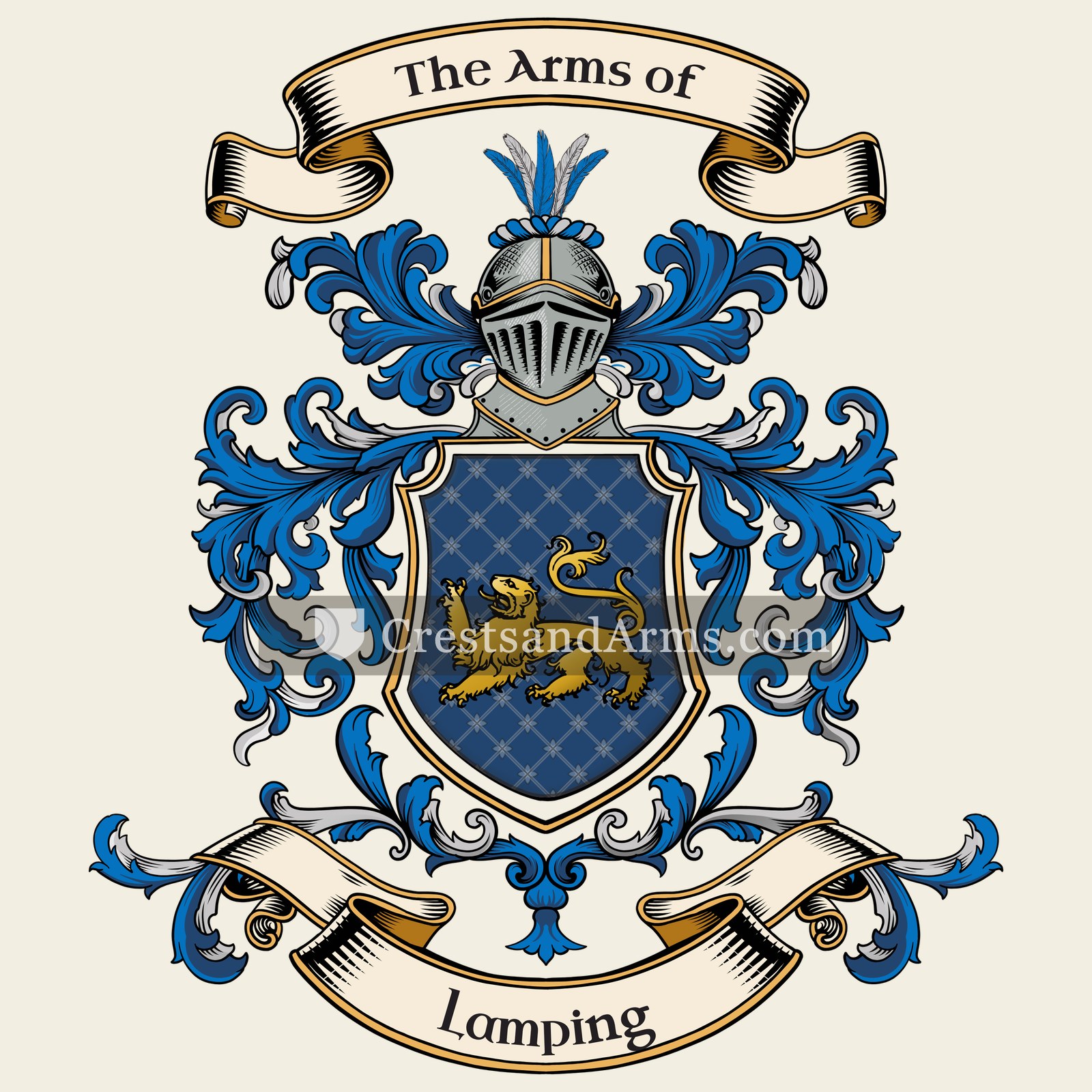 The Lamping coat of arms, drawn from the recorded blazon