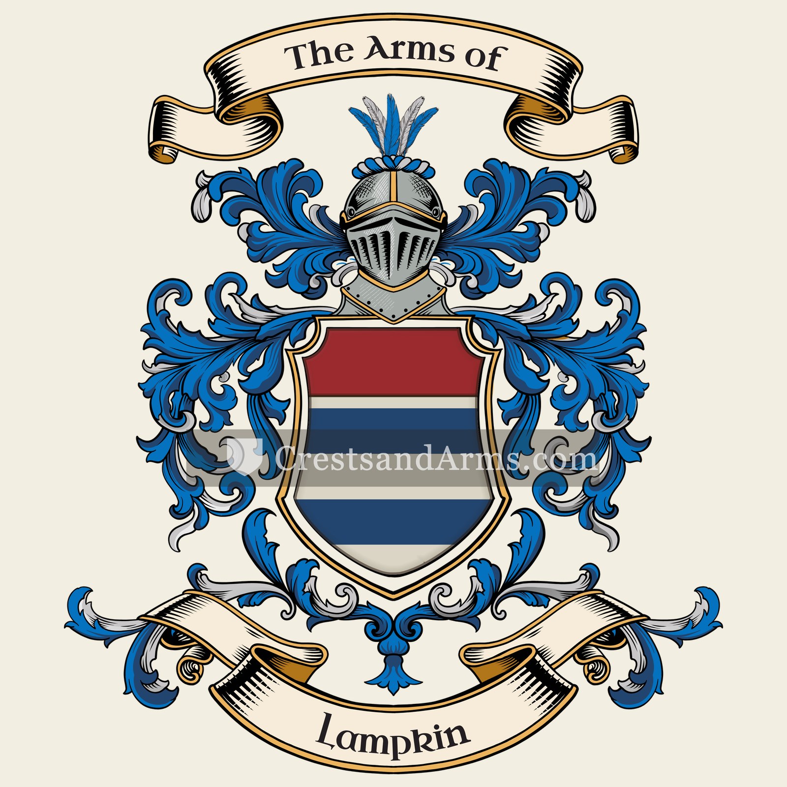 The Lampkin coat of arms, drawn from the recorded blazon