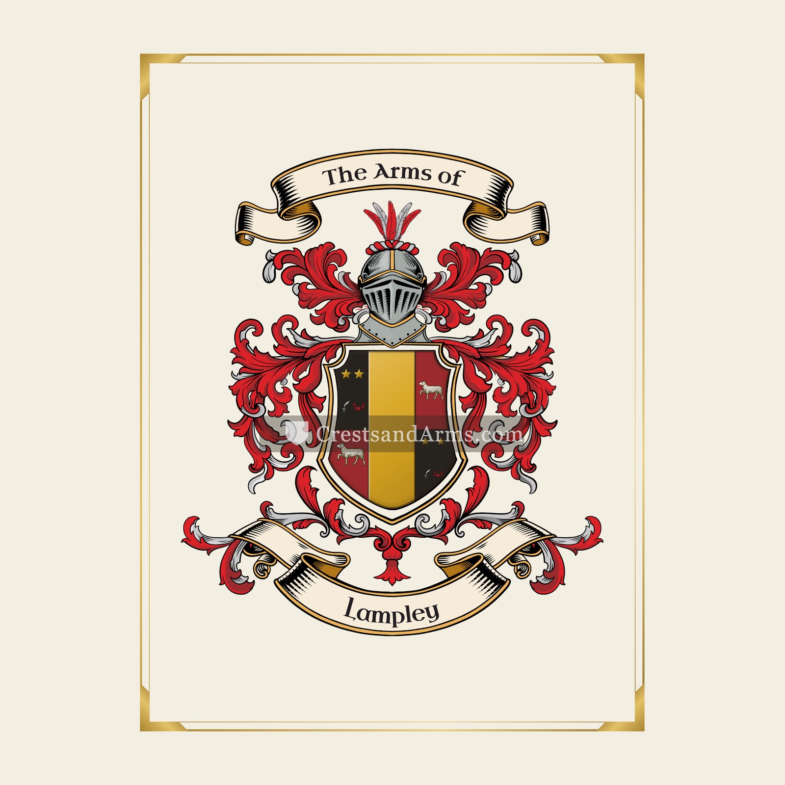 With gold border