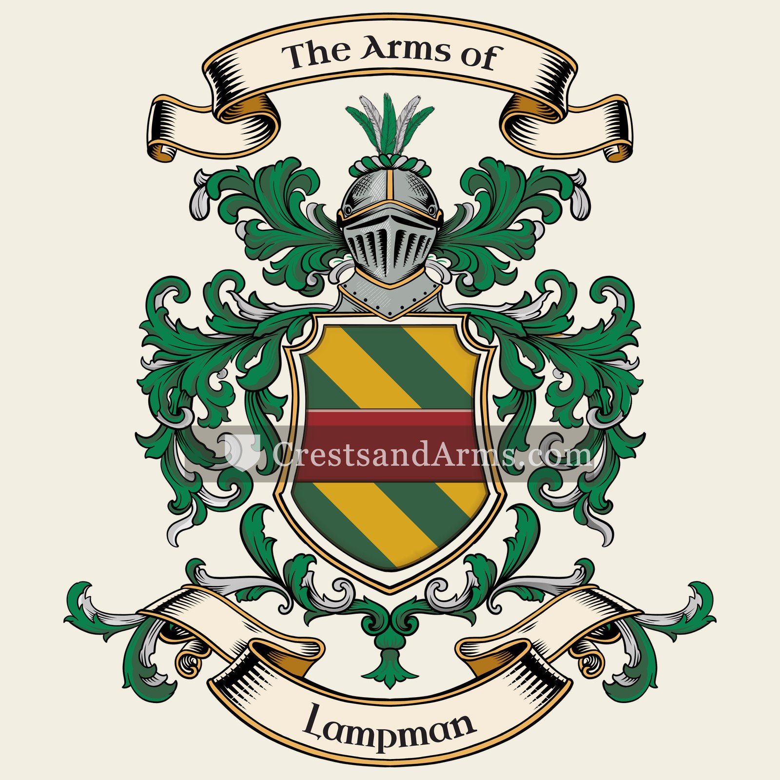 The Lampman coat of arms, drawn from the recorded blazon