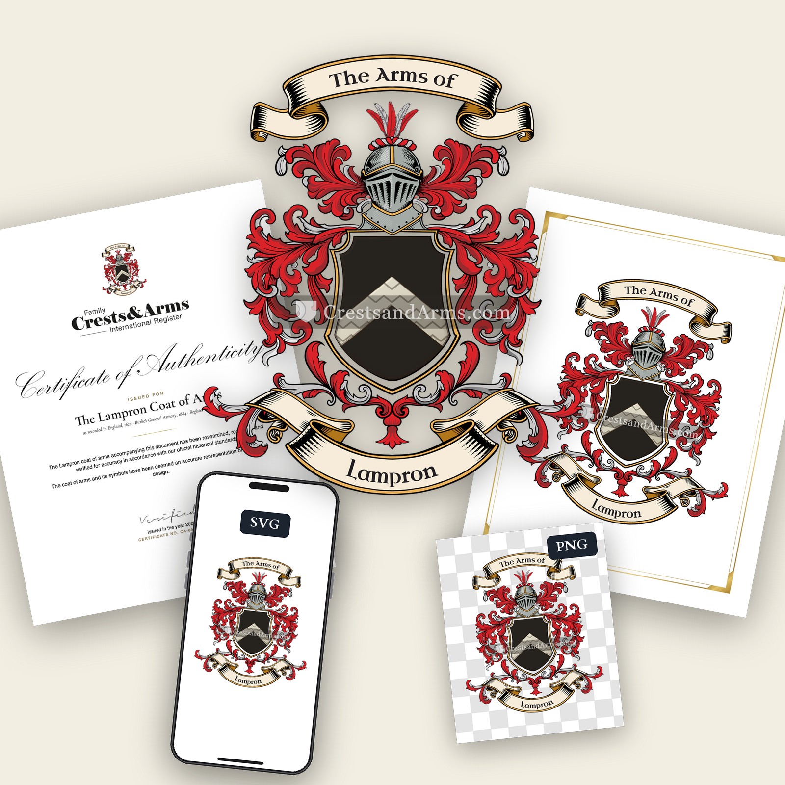 The Lampron arms on the coat of arms — digital pack