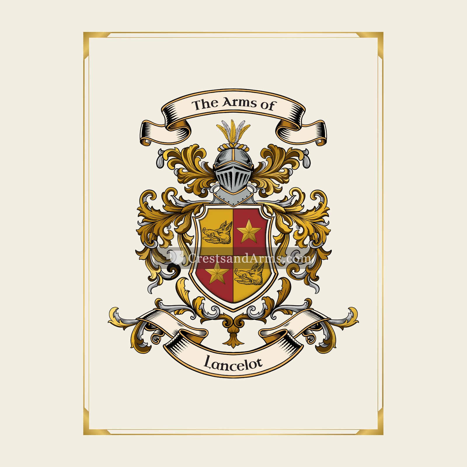 With gold border