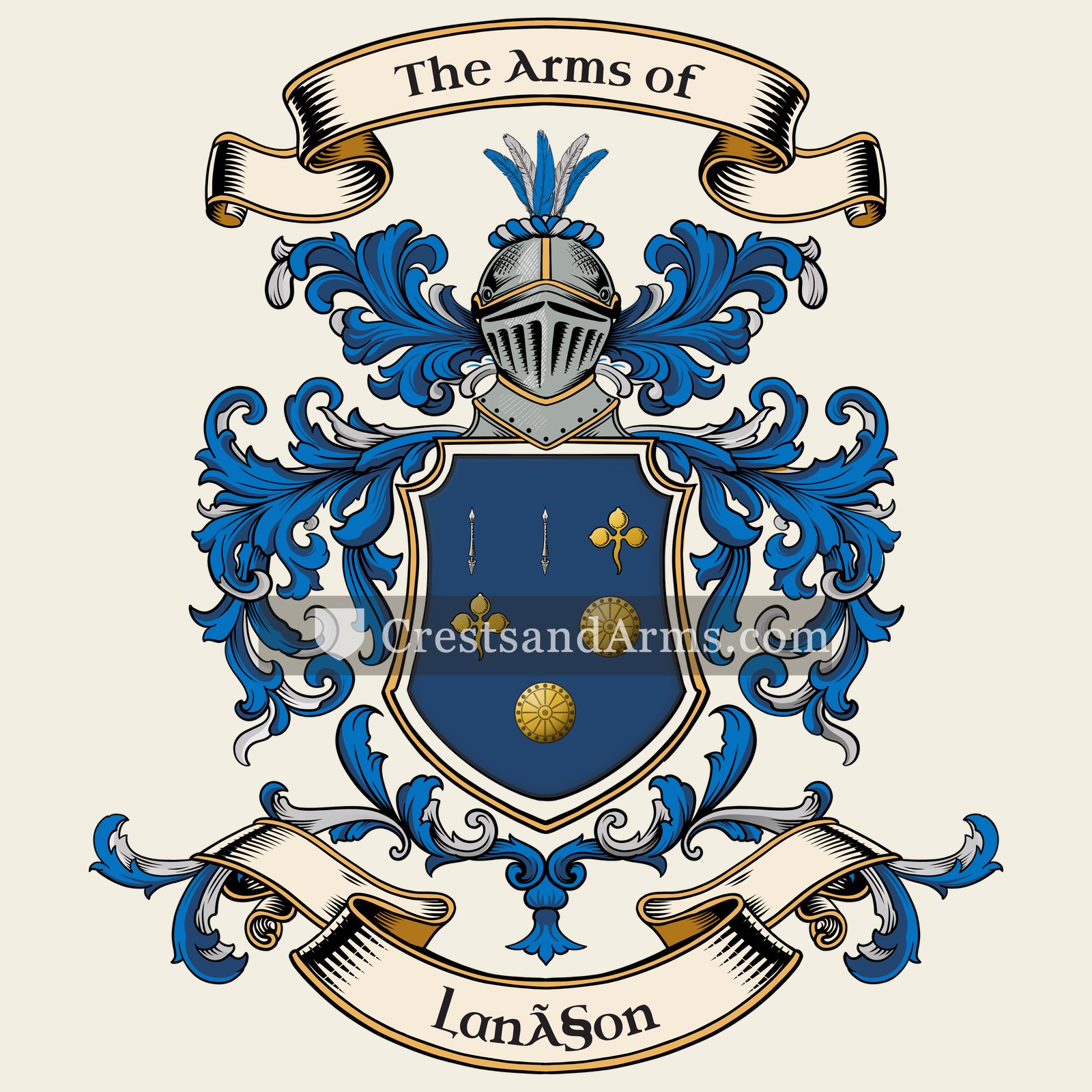 The Lançon coat of arms, drawn from the recorded blazon