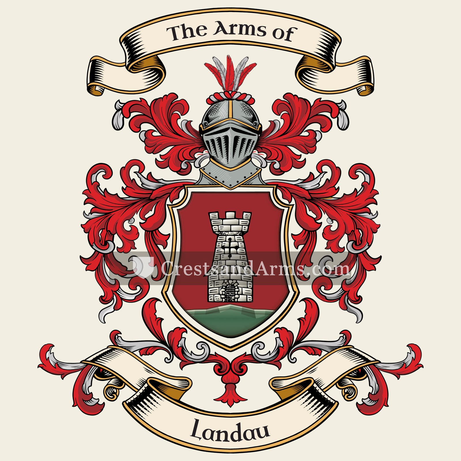 The Landau coat of arms, drawn from the recorded blazon