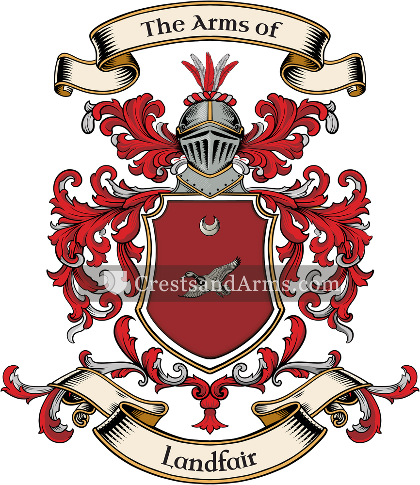 The Landfair coat of arms, drawn from the recorded blazon