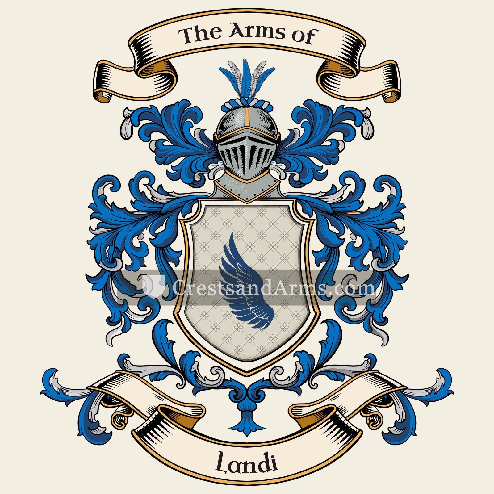 The Landi coat of arms, drawn from the recorded blazon